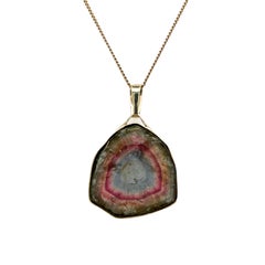 9ct Yellow Gold Multi Coloured Agate Stone