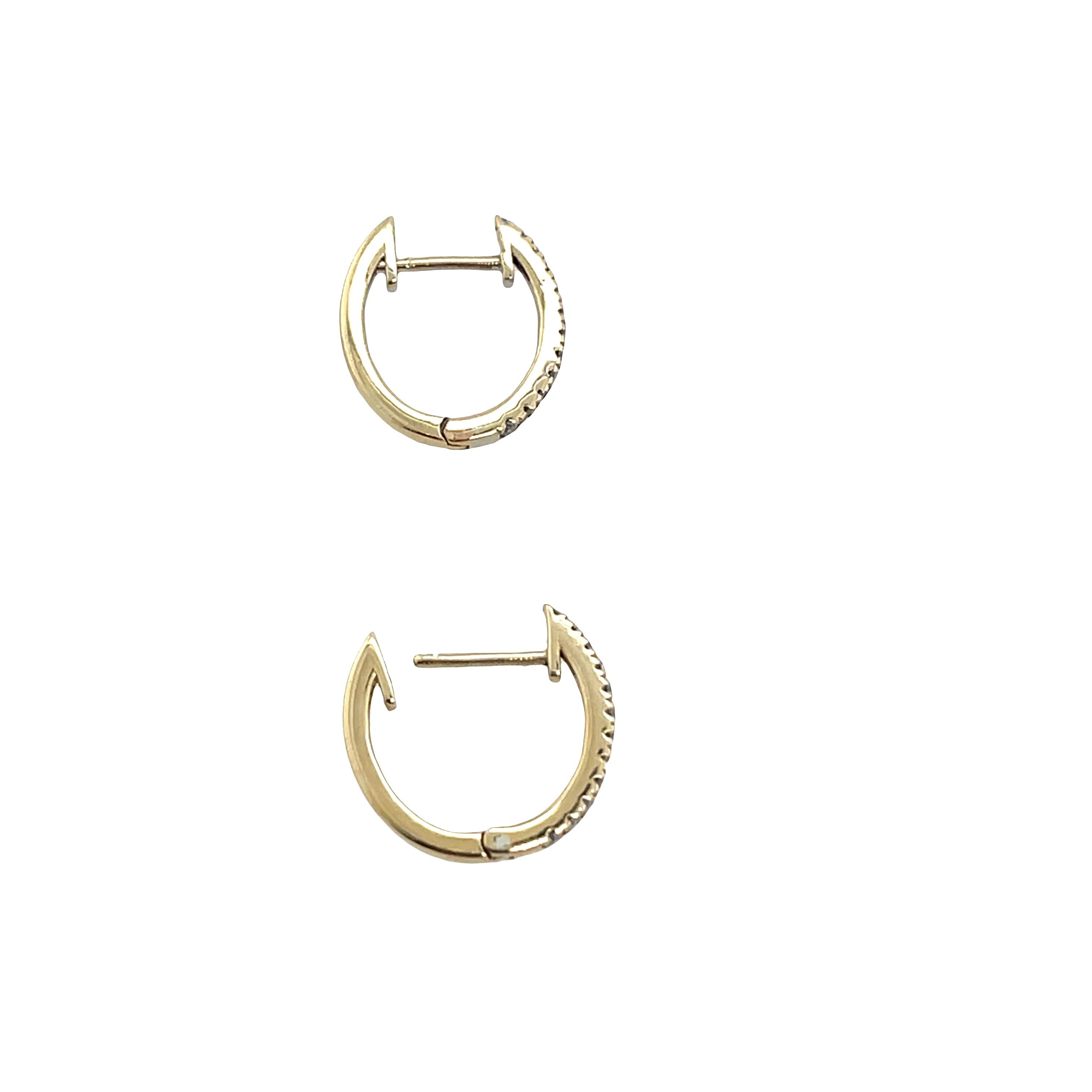 Taille ronde Créoles en or jaune 9ct et diamant naturel