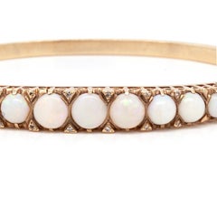 9ct Yellow Gold Opal and Diamond Bangle