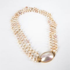 9ct Yellow Gold Oval Mabe Pearl Necklace