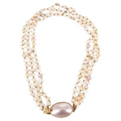 9ct Yellow Gold Oval Mabe Pearl Necklace