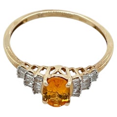 9ct Yellow Gold Ring Set with Citrine and Natural Diamonds