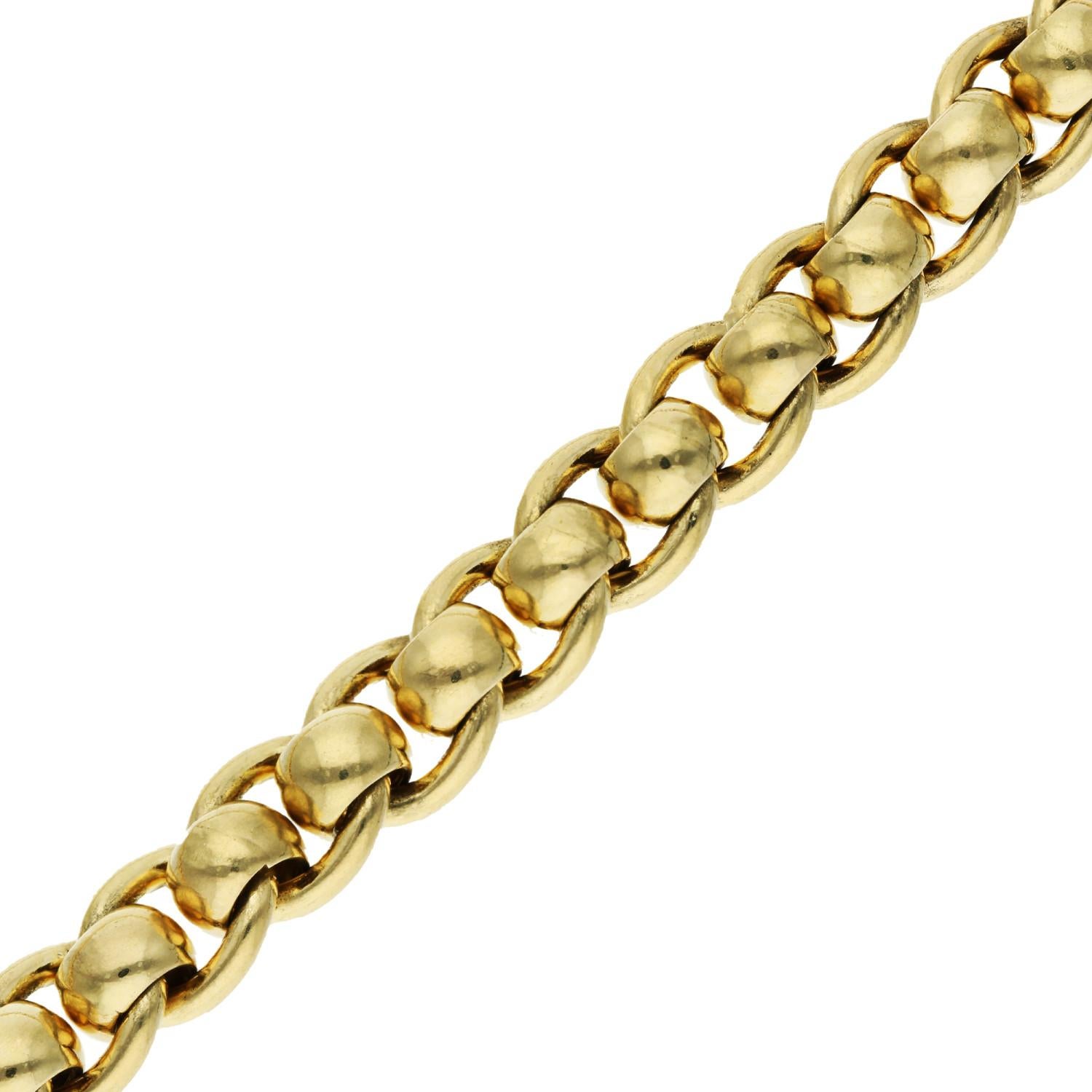 Modern 9ct Yellow Gold 18.50 Inch Roller Ball Chain 69.0 grams For Sale