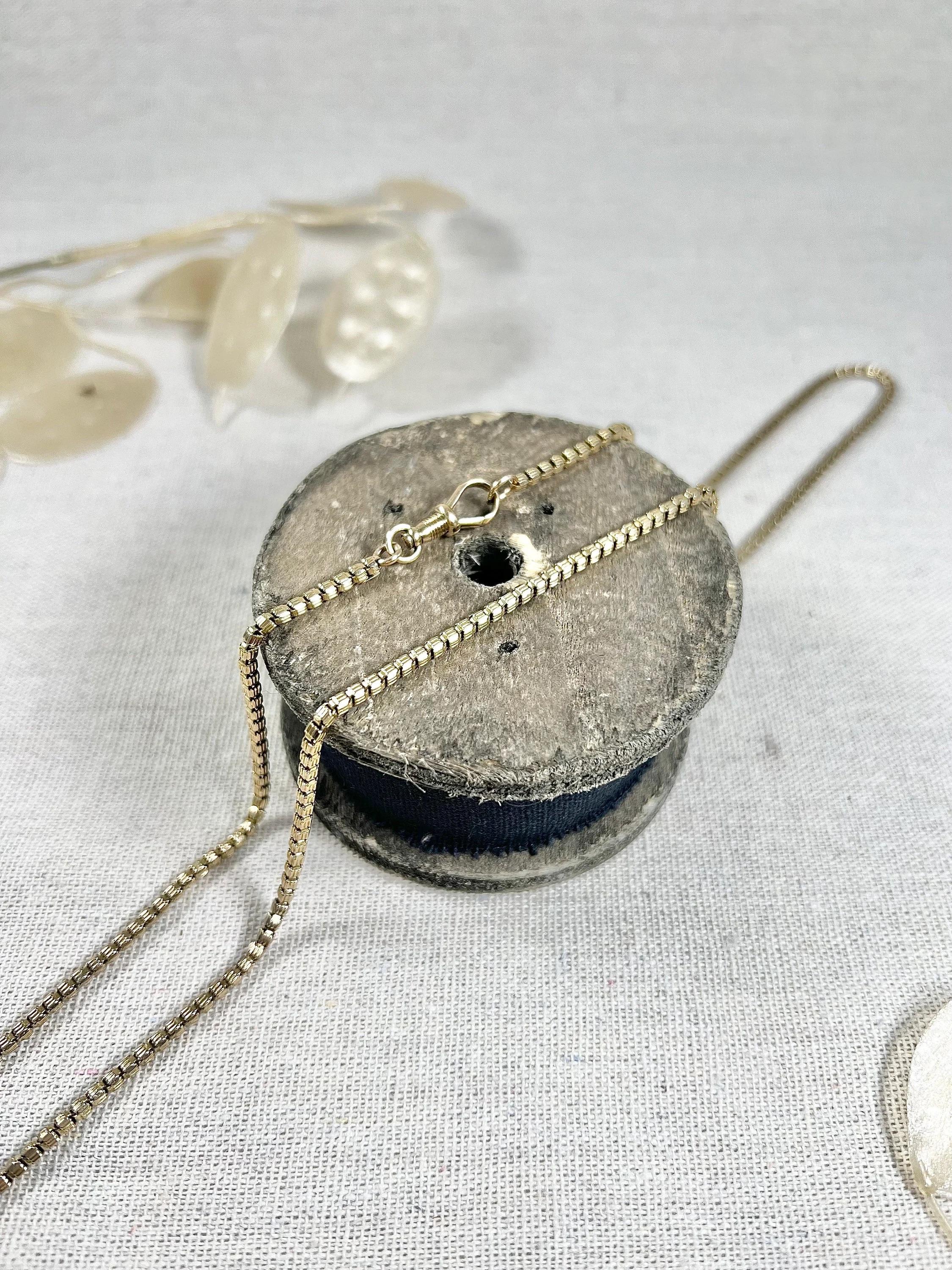 Chaîne de collier en or jaune 9ct Tagged Edwardian Fancy Snake Box Link 27 Inch Necklace Chain en vente 5