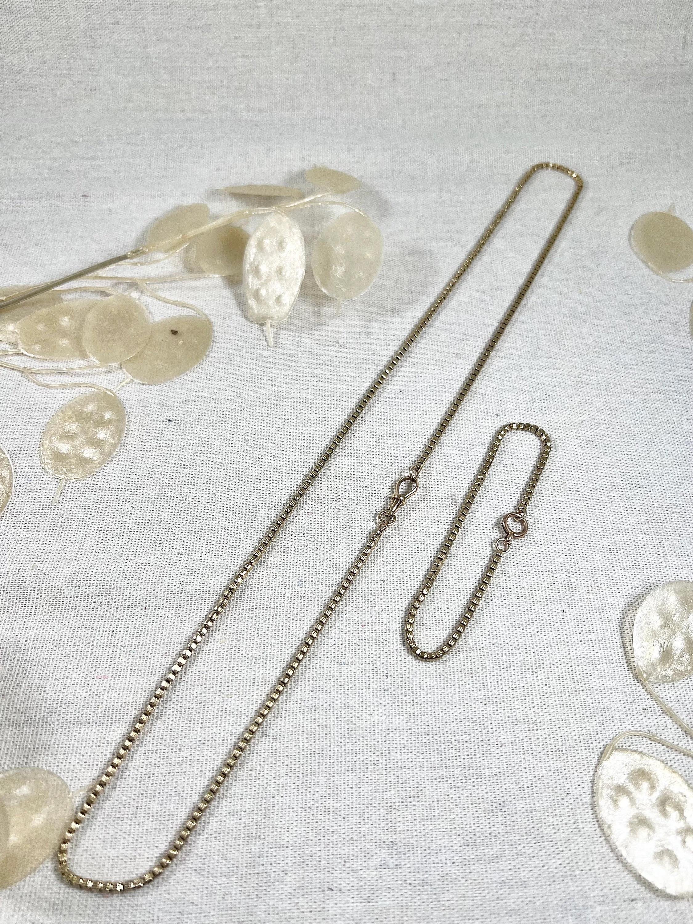Chaîne de collier en or jaune 9ct Tagged Edwardian Fancy Snake Box Link 27 Inch Necklace Chain en vente 6