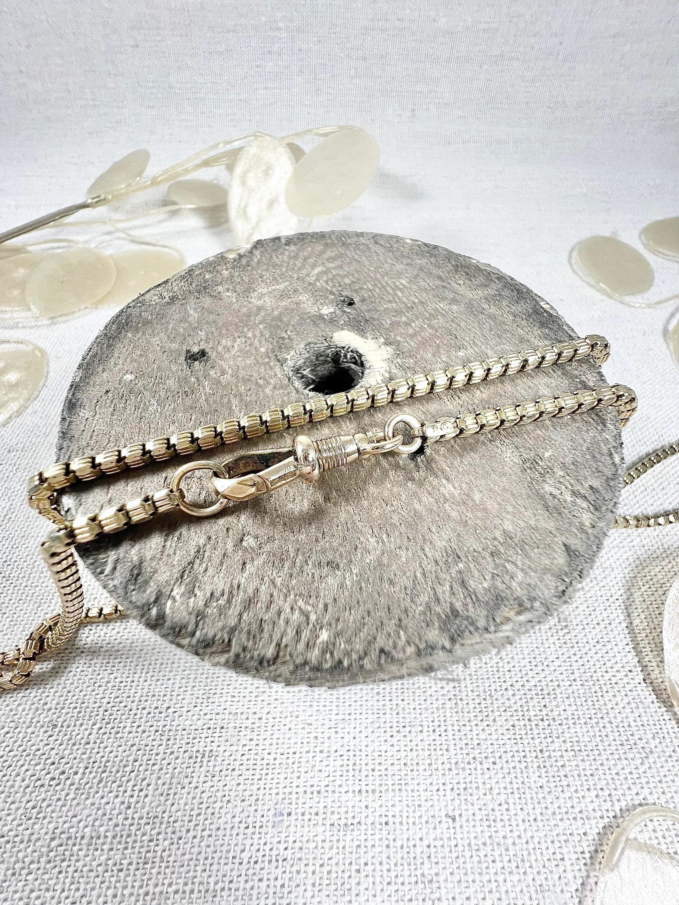 Chaîne de collier en or jaune 9ct Tagged Edwardian Fancy Snake Box Link 27 Inch Necklace Chain Unisexe en vente