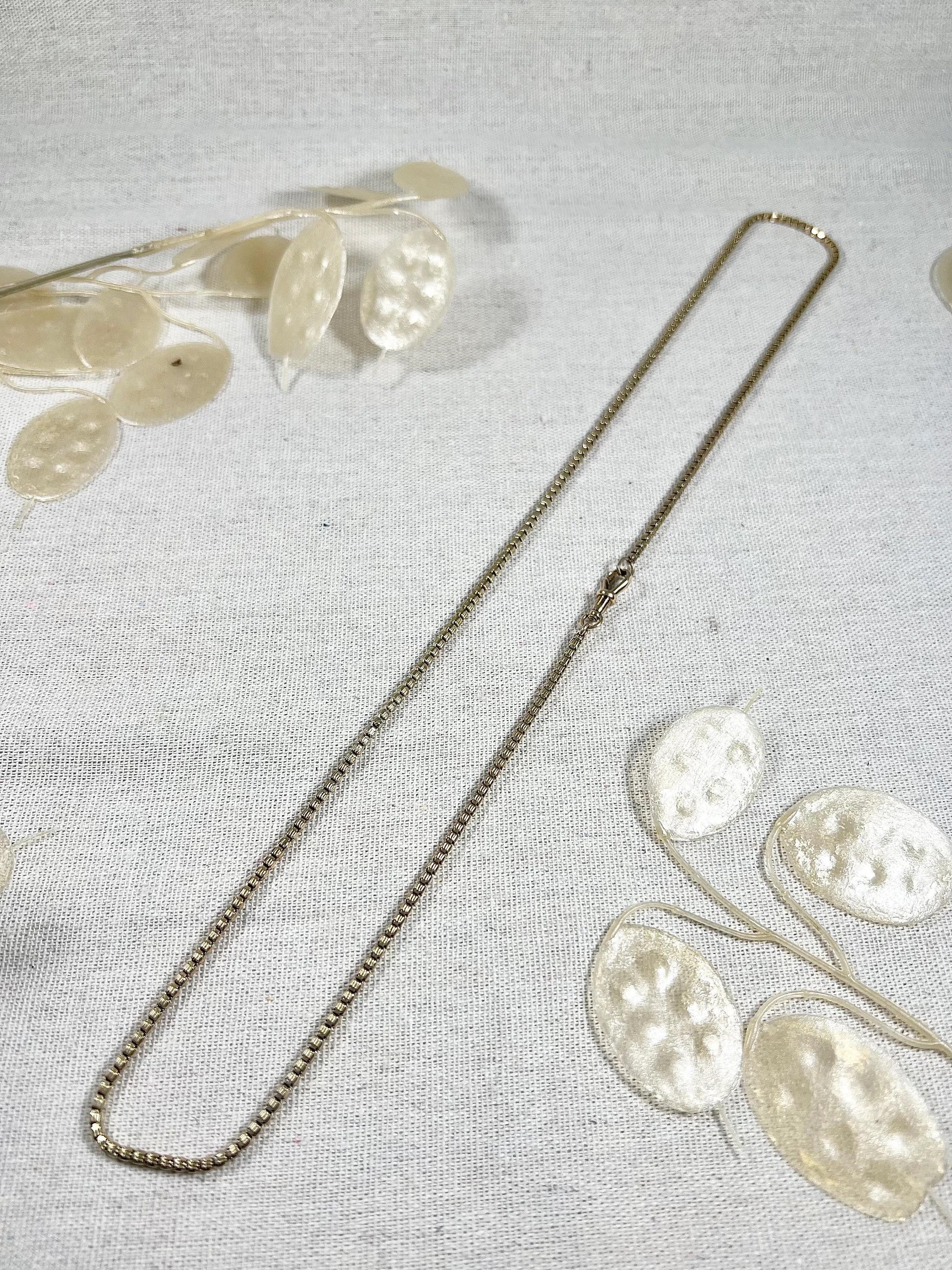 Chaîne de collier en or jaune 9ct Tagged Edwardian Fancy Snake Box Link 27 Inch Necklace Chain en vente 3