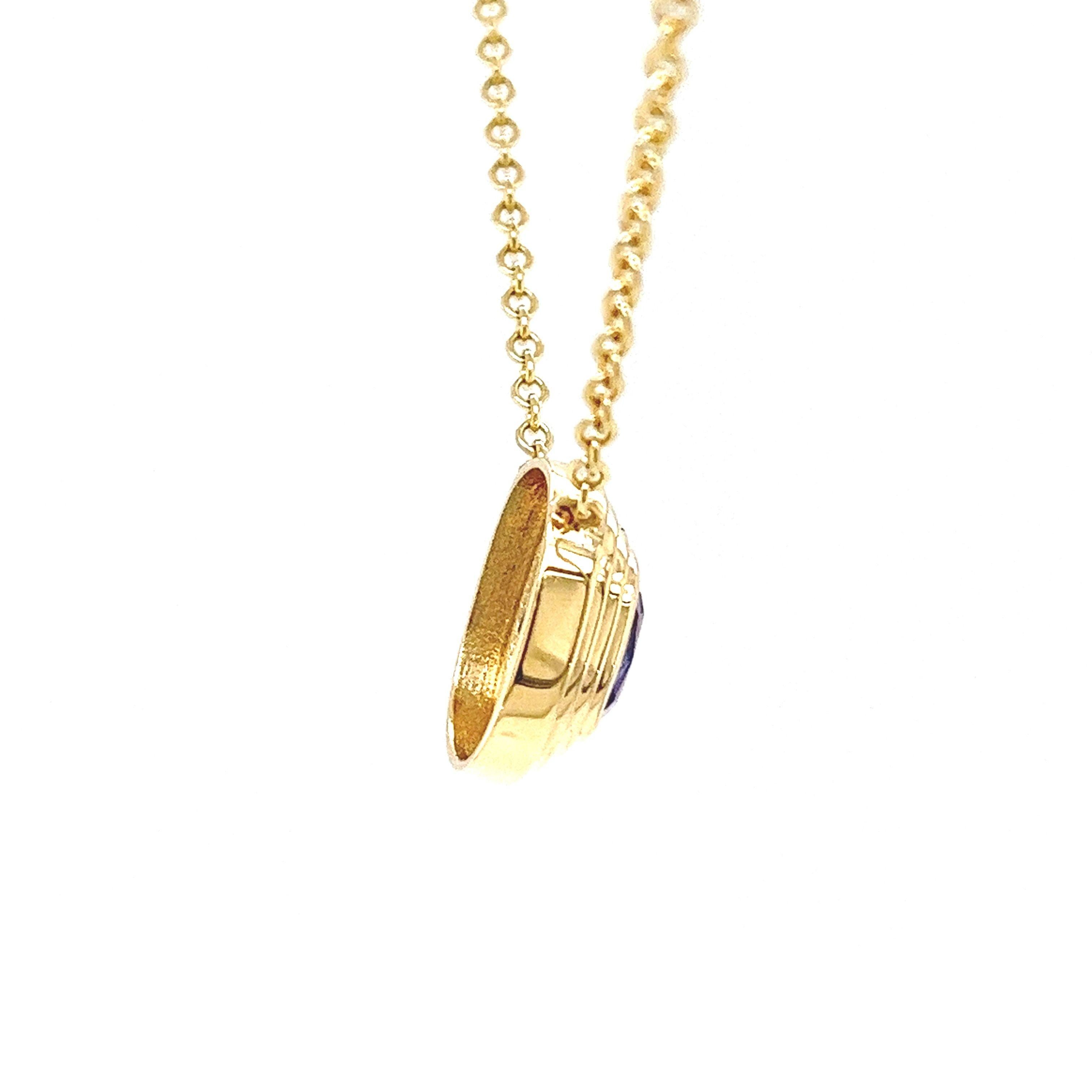 Cushion Cut 9ct Yellow Gold Tanzanite Pendant Suspended from 16