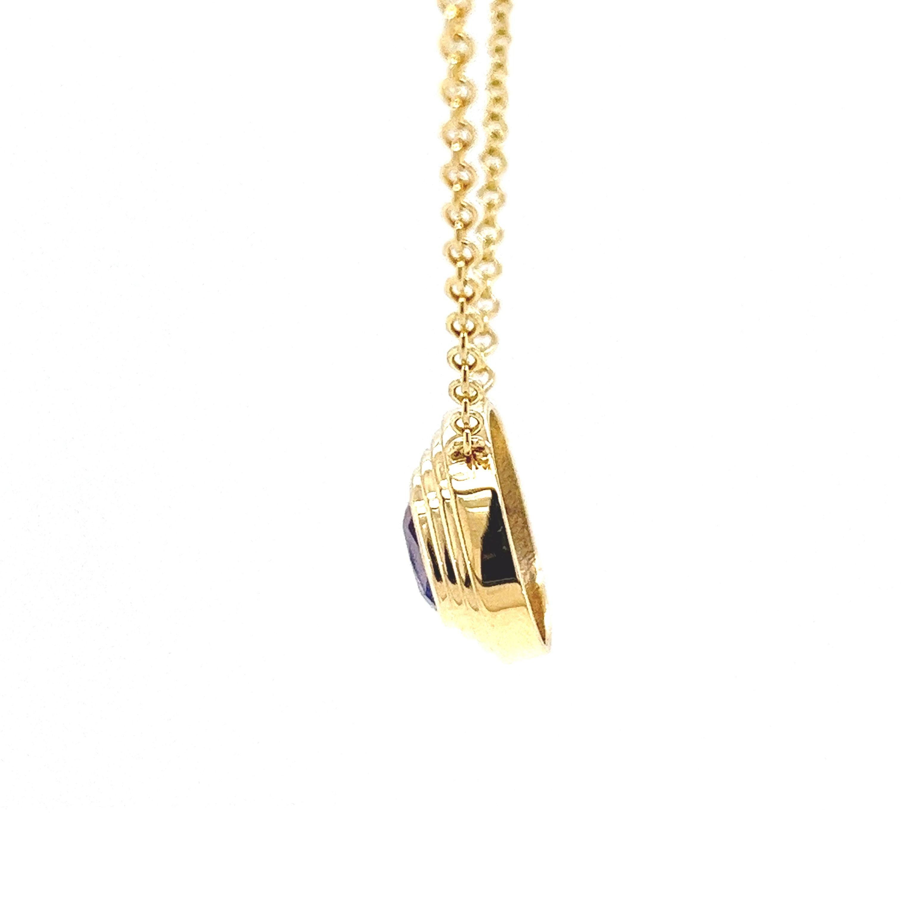 Women's or Men's 9ct Yellow Gold Tanzanite Pendant Suspended from 16