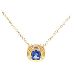 14ct Yellow Gold Tanzanite Pendant Suspended from 9ct Yellow Gold 16" Chain
