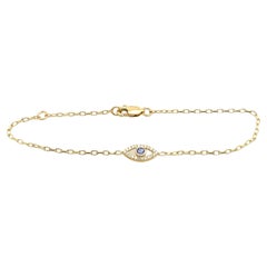9ct Yellow Gold Tanzanite Set Evil Eye Bracelet, December Birthstone