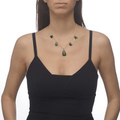 9ct Yellow Gold, Verdigris Brass and Sterling Silver Flower Bud Necklace