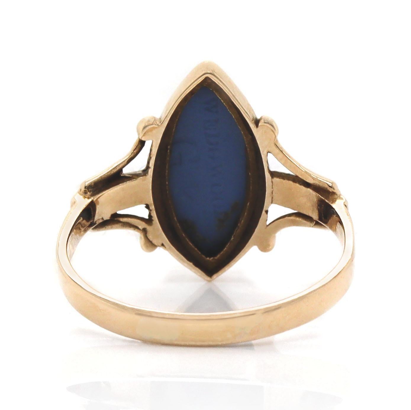 Women's or Men's 9CT Yellow Gold Wedgewood Dress Ring For Sale