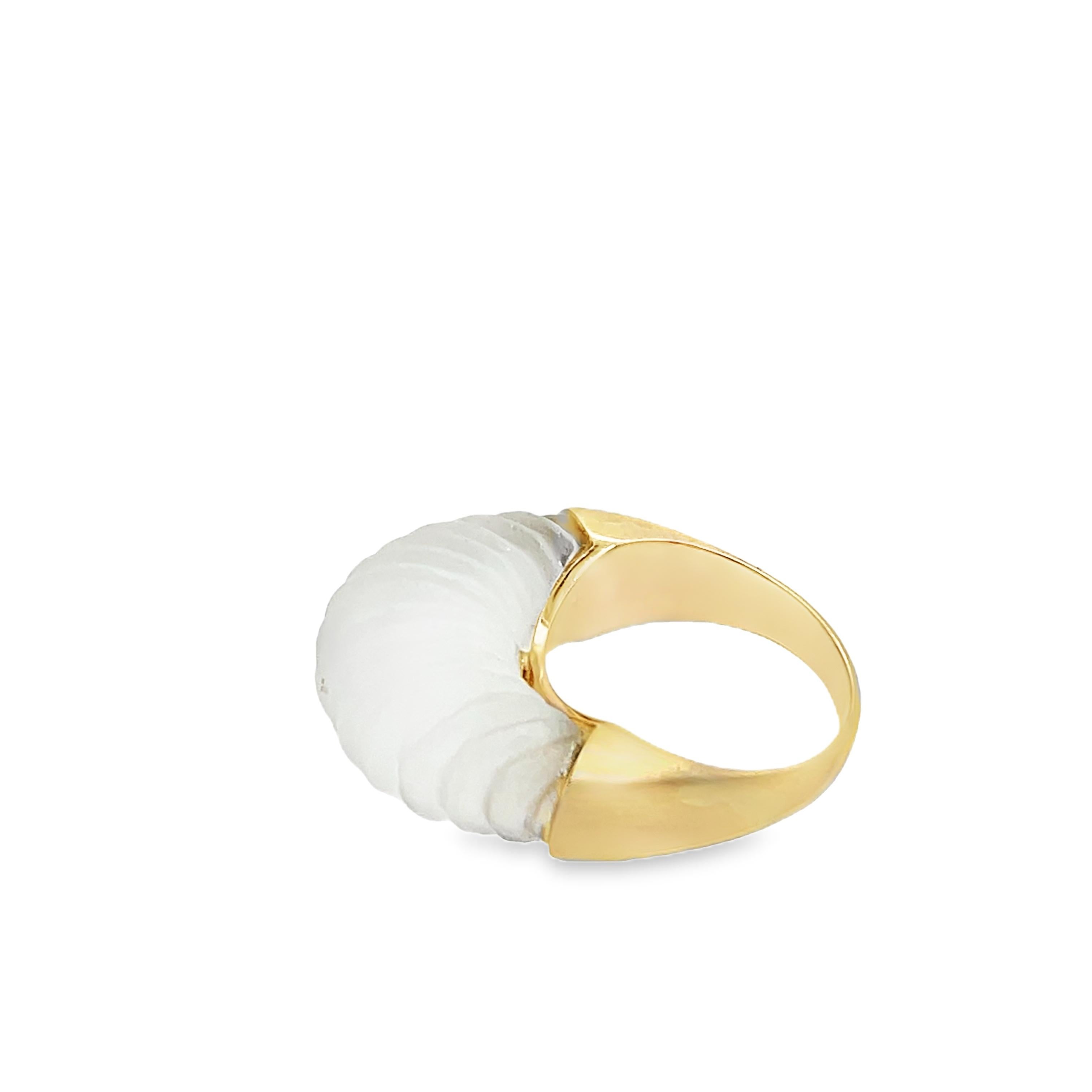 Anillo Oro Amarillo 9ct Cristal Blanco Corte de media luna en venta