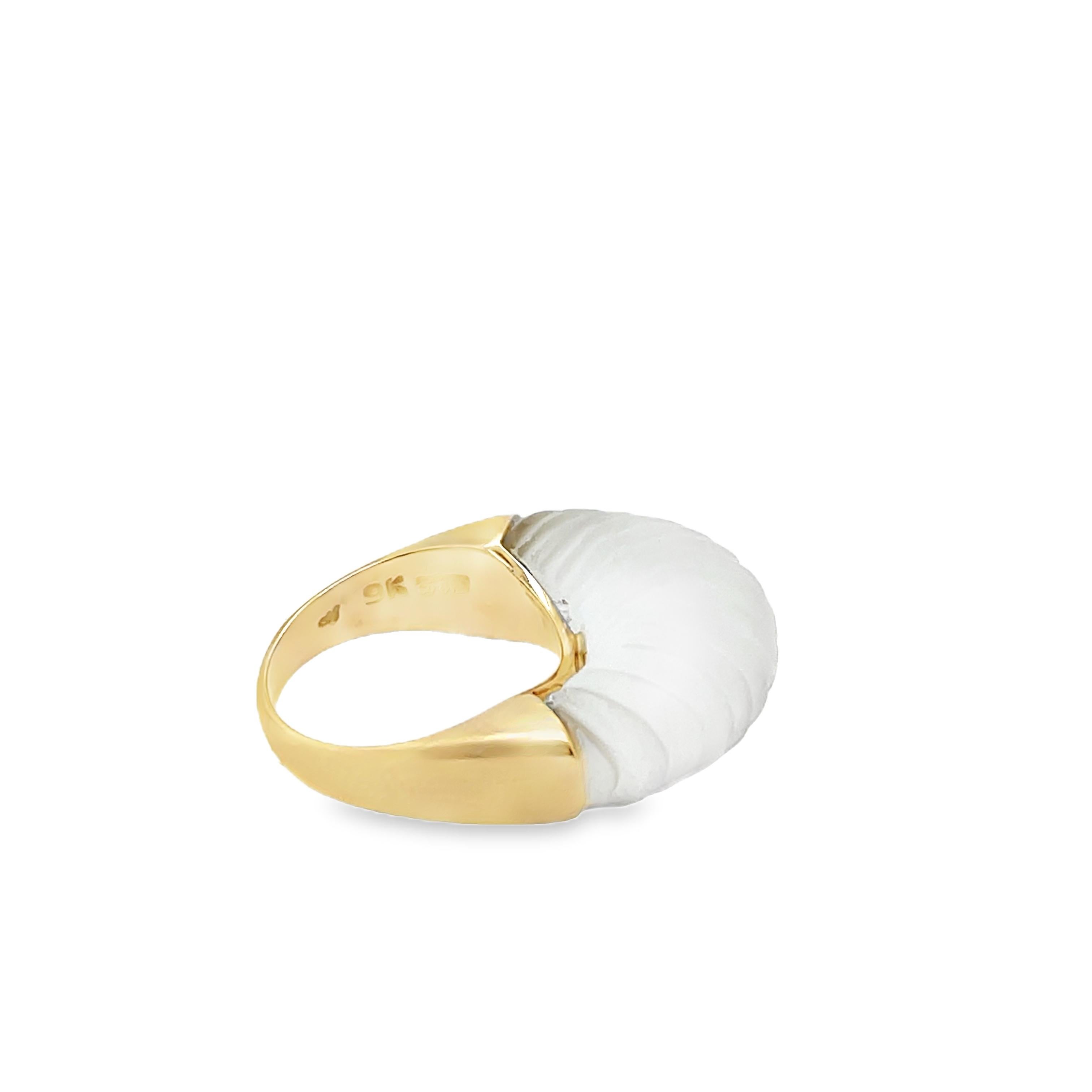 De las mujeres Anillo Oro Amarillo 9ct Cristal Blanco en venta