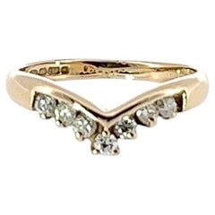 9ct Yellow Gold Wishbone Diamond Ring – 0.20ct , 7 Stone V-Shape Band
