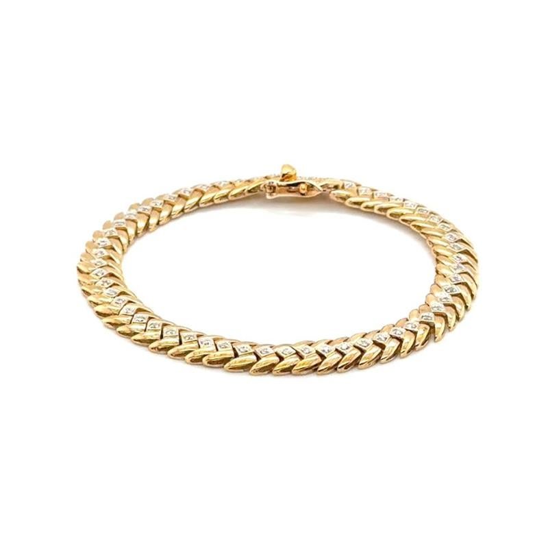 Bracelet à maillons serpent zigzag en or jaune 9 carats serti de diamants Bon état - En vente à London, GB