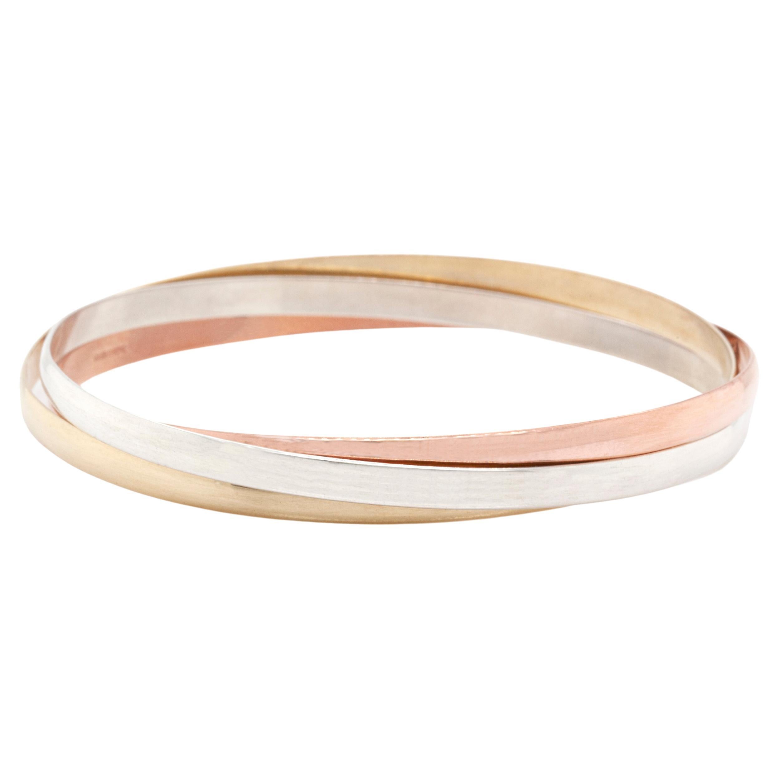  9ct Yellow, Rose and White Gold Russian Wedding Bangle