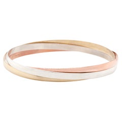 Retro  9ct Yellow, Rose and White Gold Russian Wedding Bangle