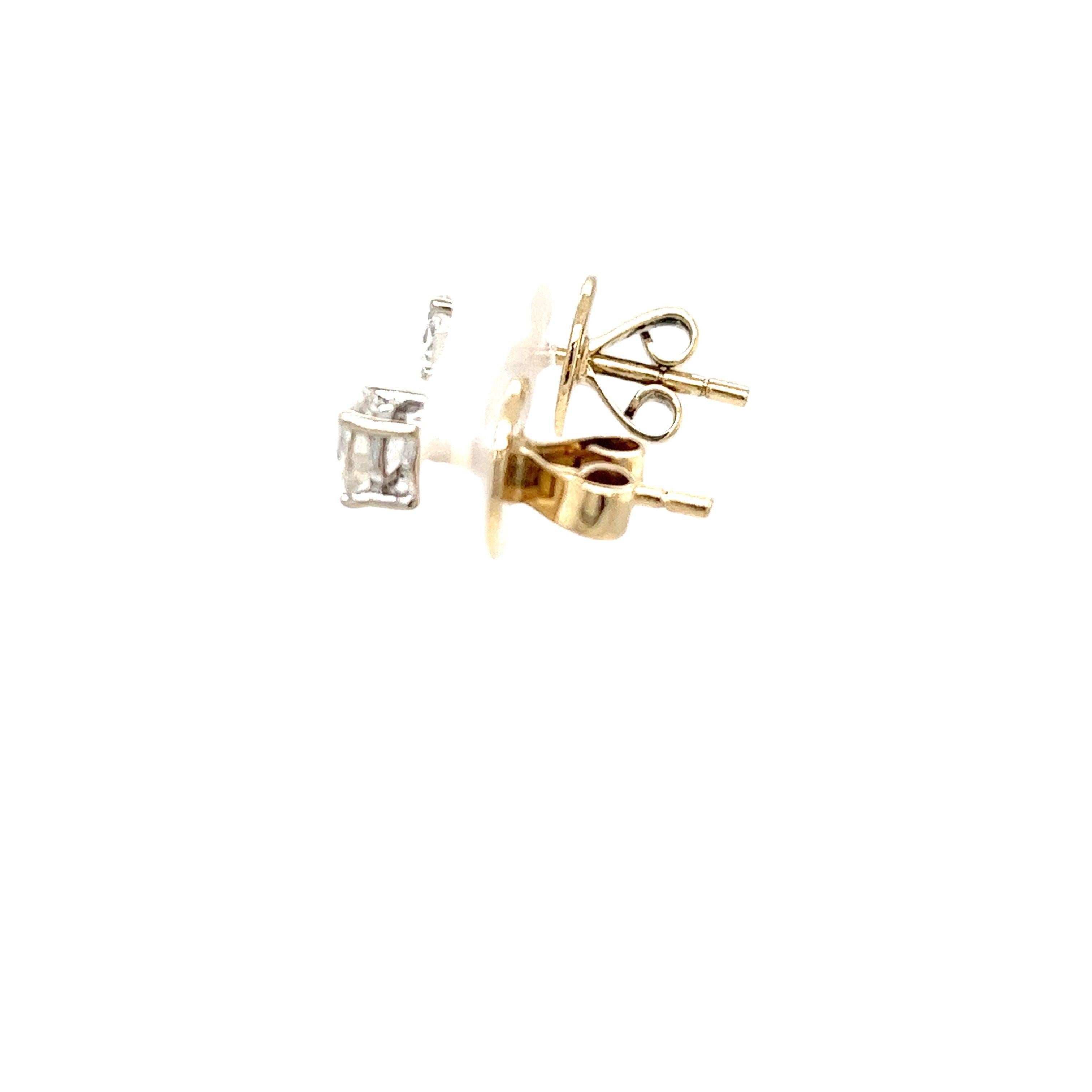 9ct Yellow & White Gold Diamond Stud Earrings, 0.65ct Total Diamond Weight For Sale 1