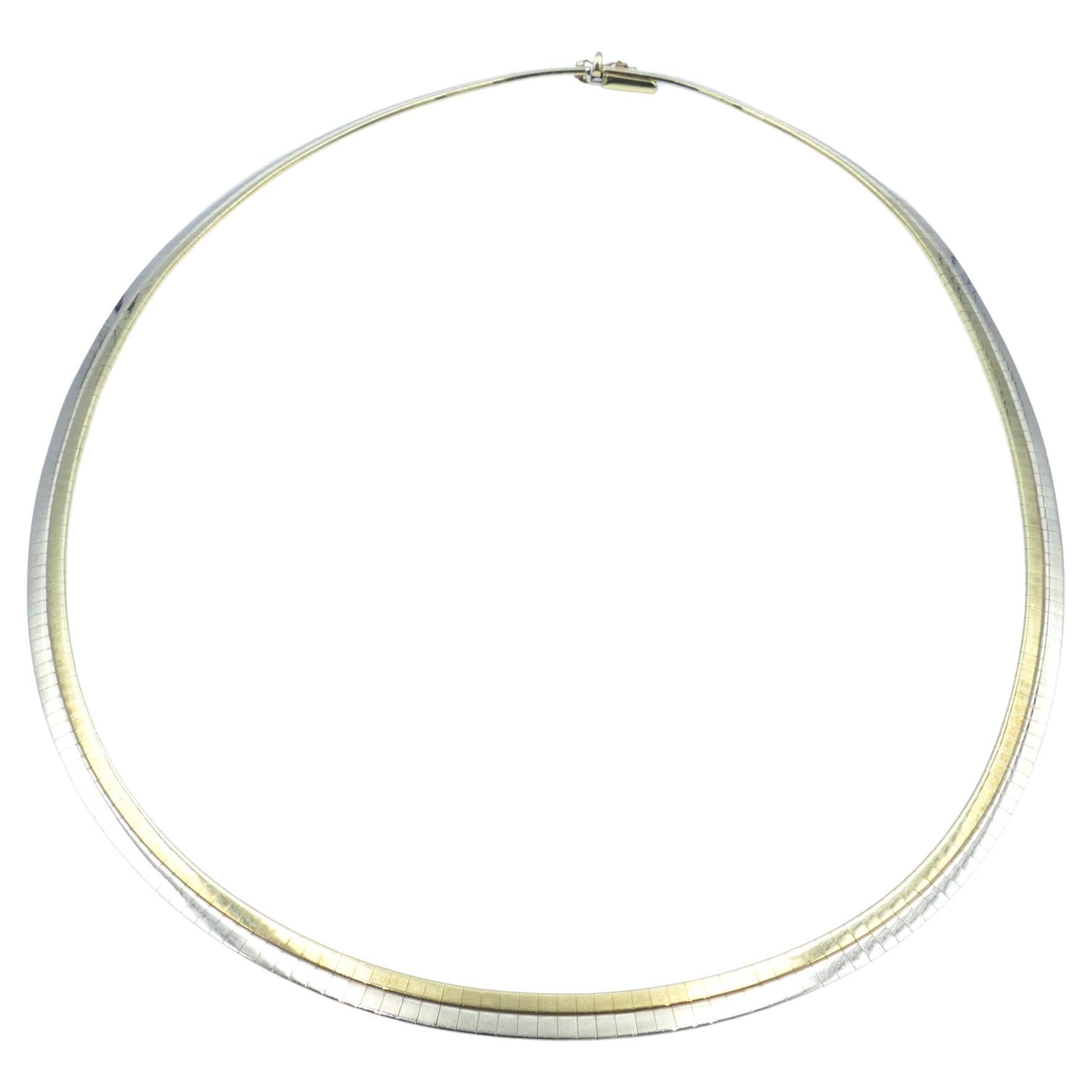 9ct Yellow & White Gold Reversible Omega Necklace For Sale