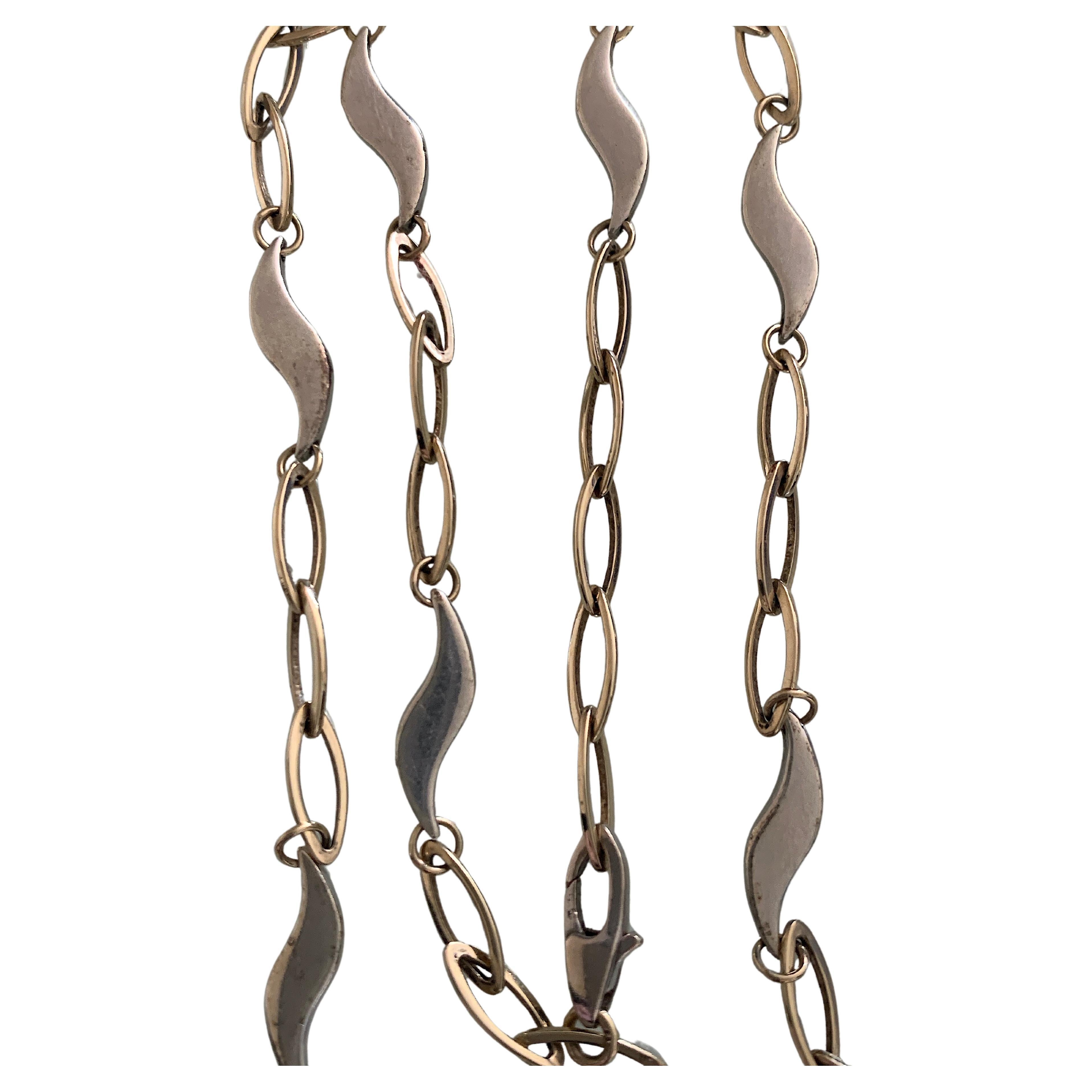 9ct Yellow & White Gold Wave Chain Necklace