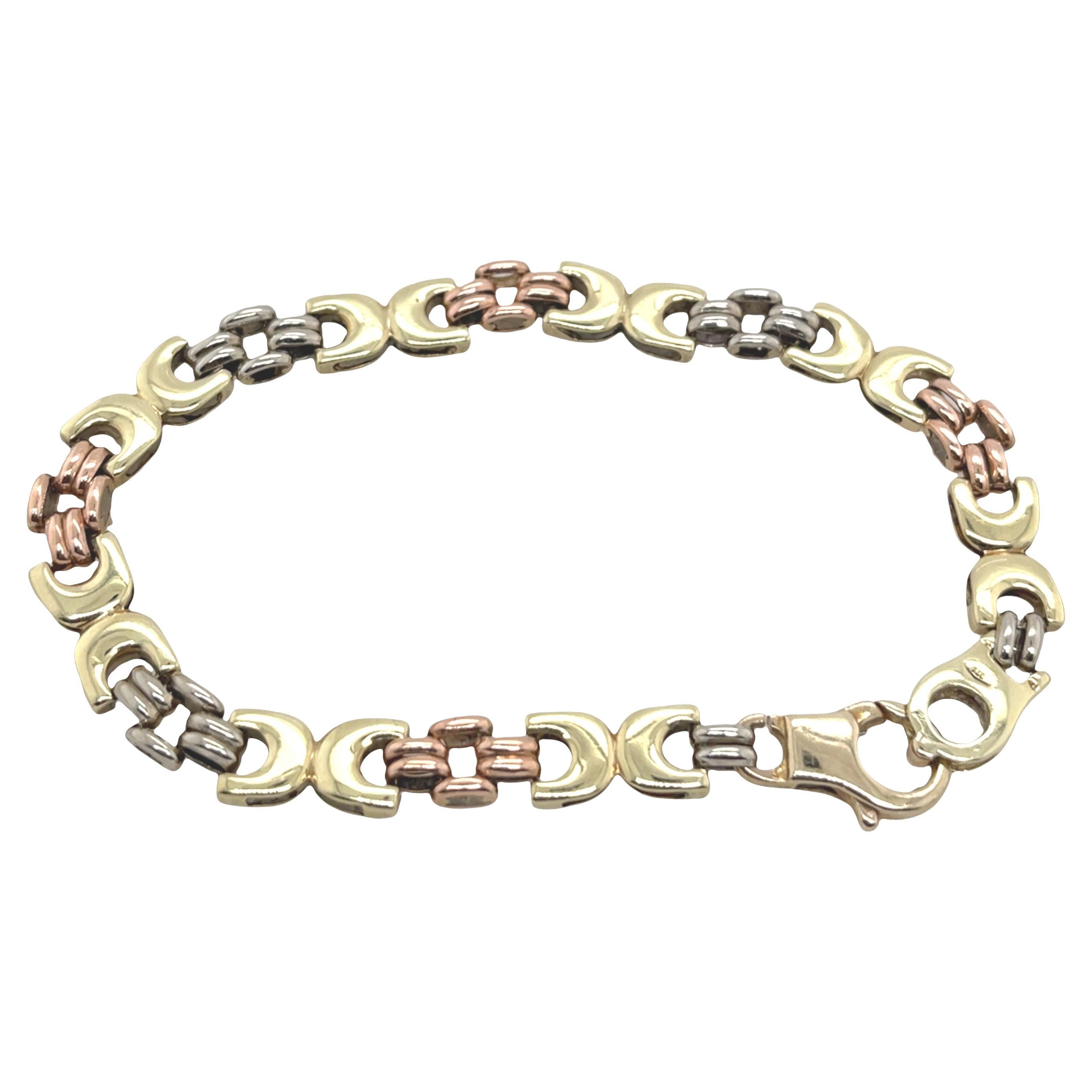 9ct Yellow, White 
Rose Gold Chunky Chain Bracelet – 10.5g in vendita