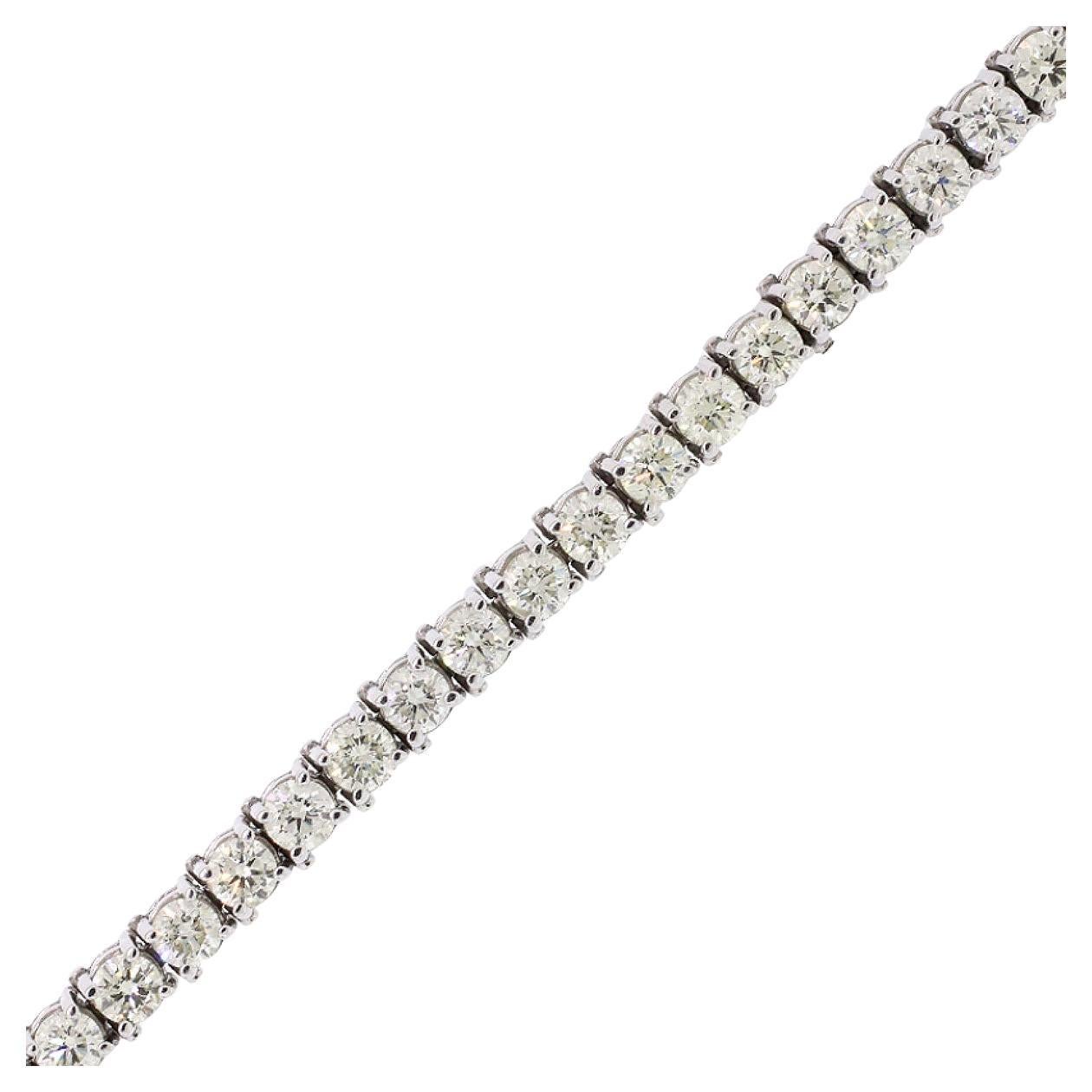 Bracelet tennis en or 14 carats avec diamants ronds de 9 carats