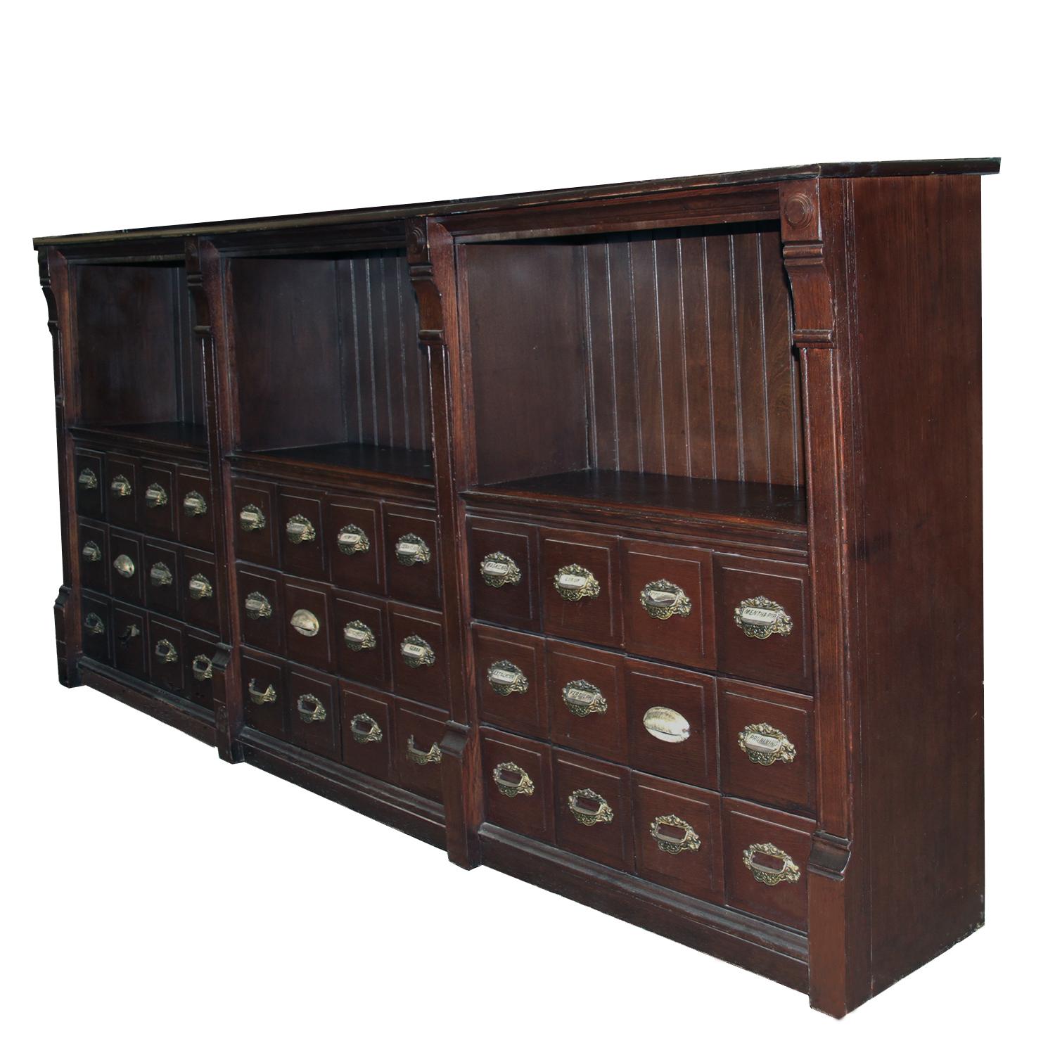 9FT Antique Early 20th Century Apothecary Cabinet