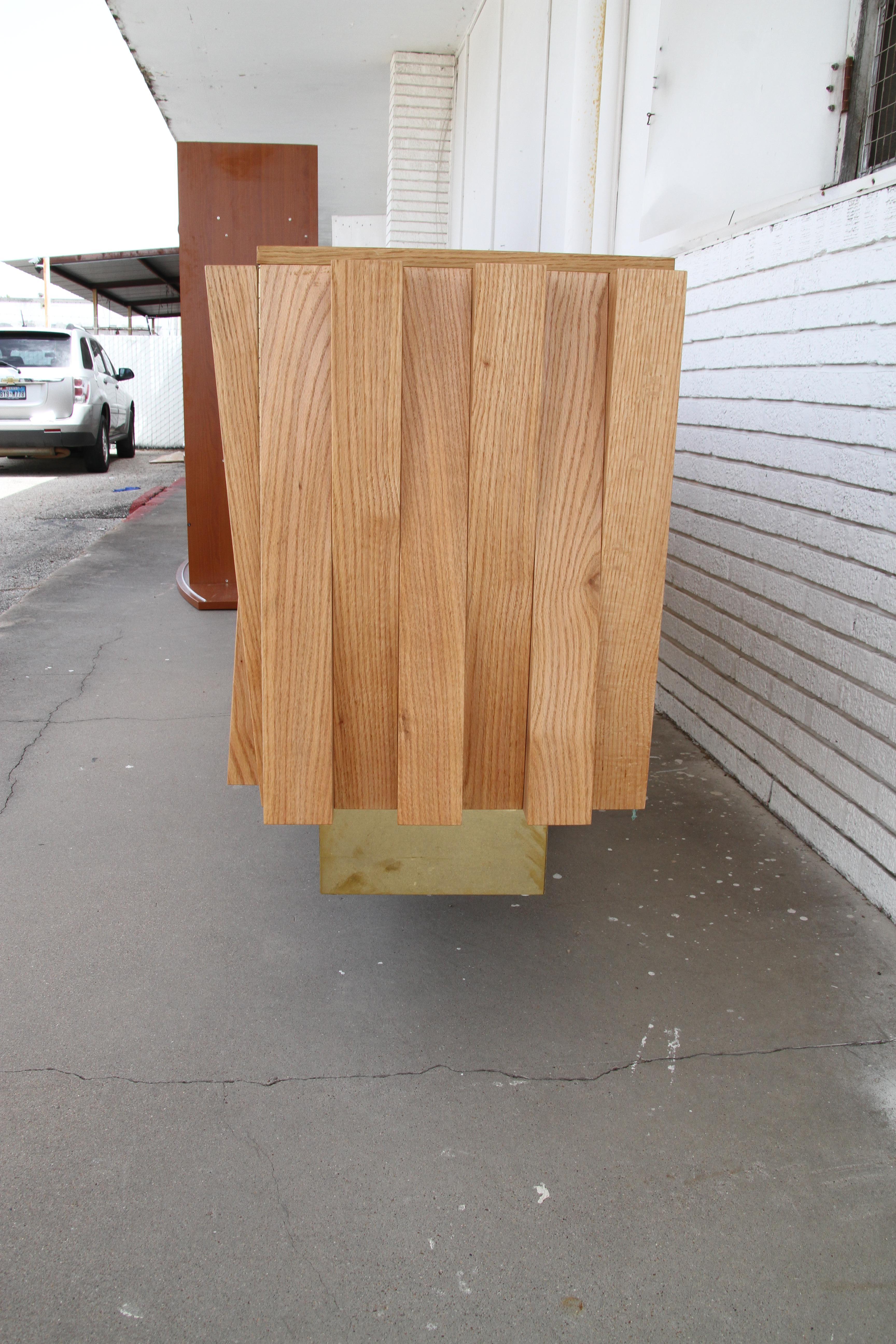 Brutalist 9FT Italian Oak Sideboard Credenza by La Studio For Sale