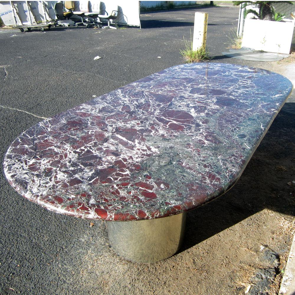 Mid-Century Modern Levanto Marble Conference Dining Table
