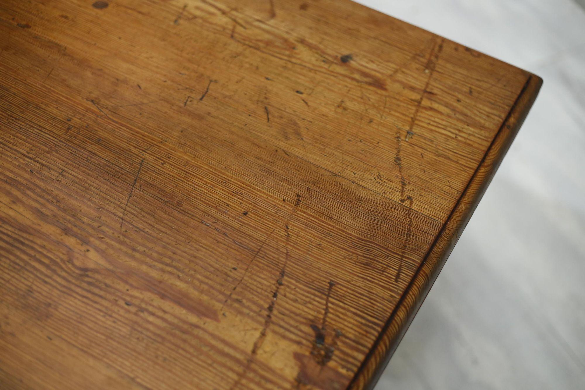 19th Century Pitch Pine Farmhouse Table 6