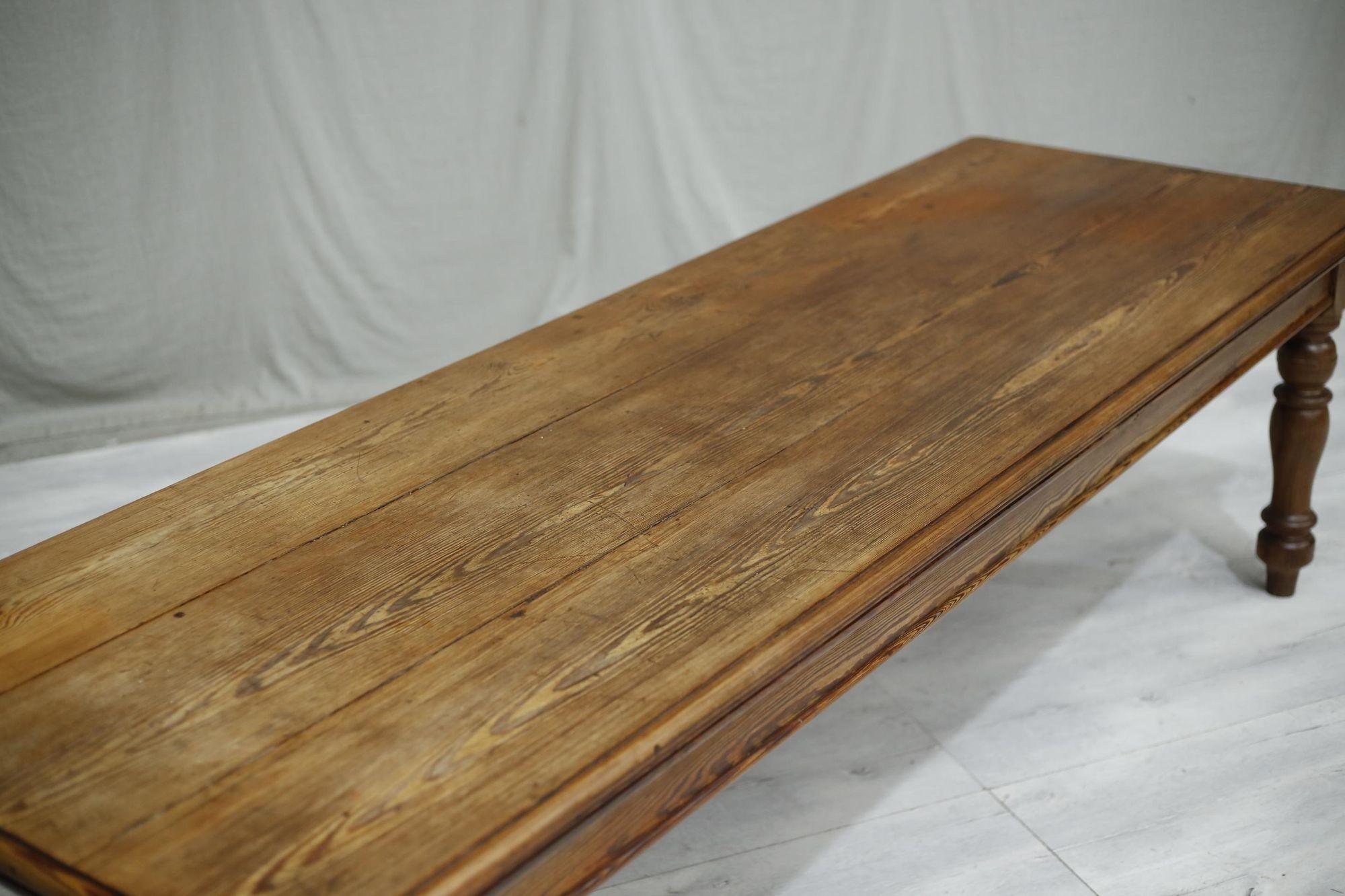 19th Century Pitch Pine Farmhouse Table 1