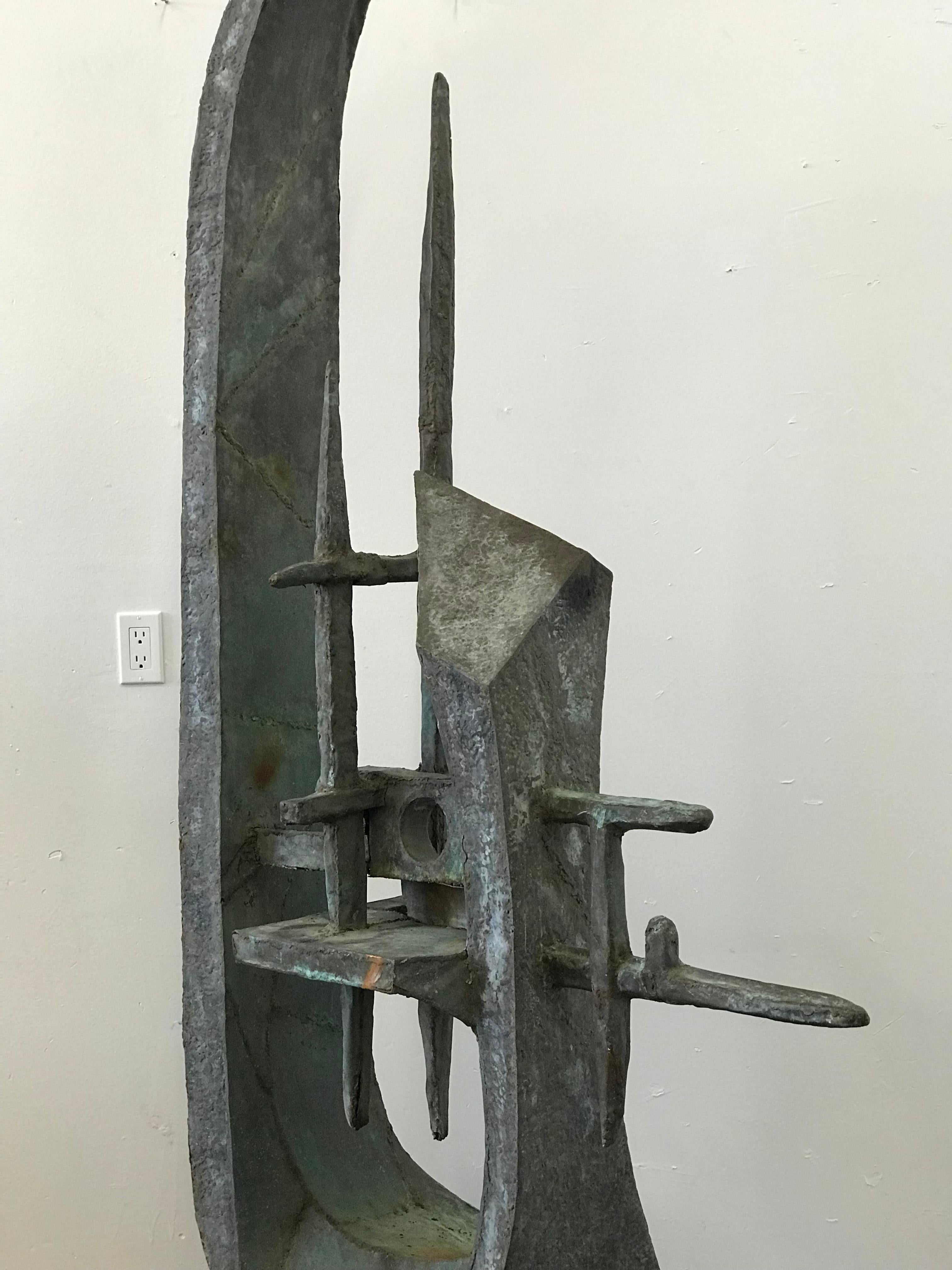 Patinated Monumental Modernist Brutalist Style Standing Sculpture