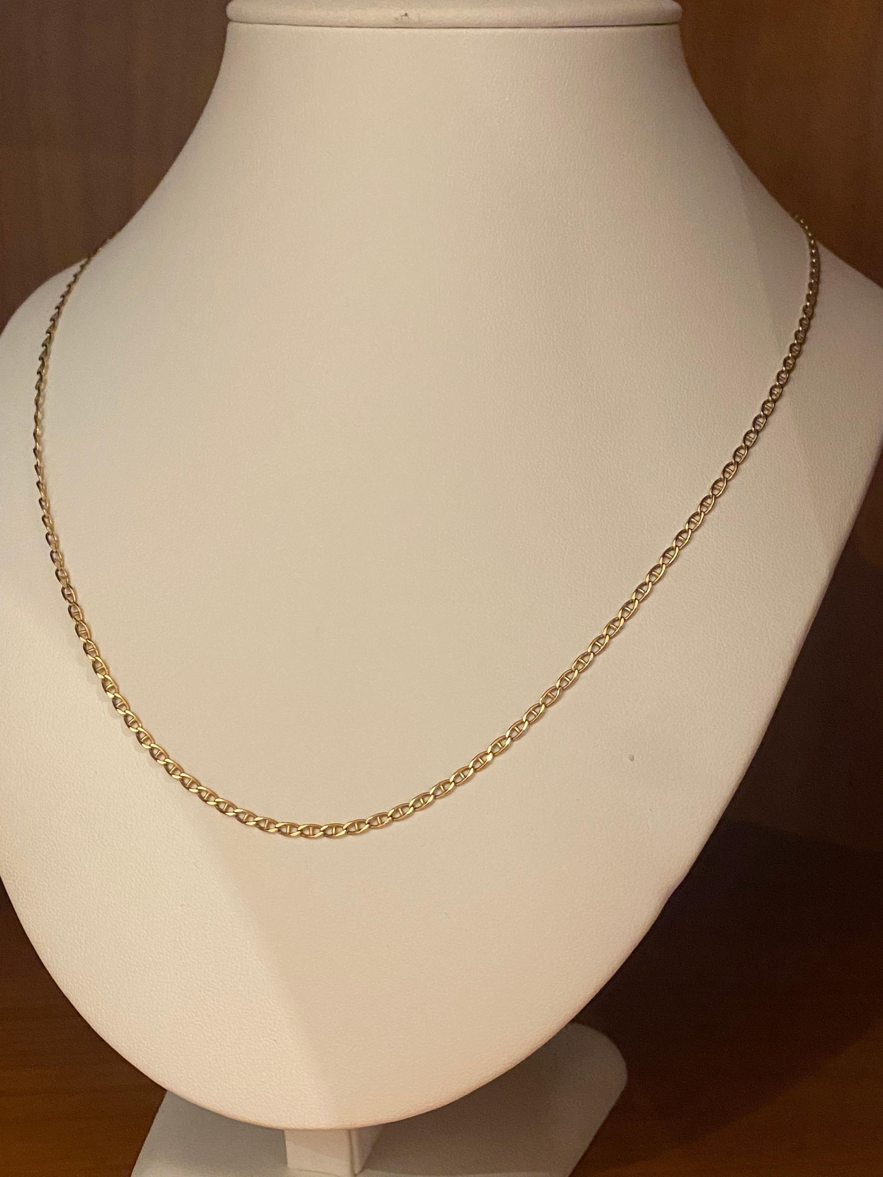 9K 375 Yellow Gold Anchor (Mariner) Links Vintage Chain, 53.5cm, Italy In Excellent Condition For Sale In MELBOURNE, AU