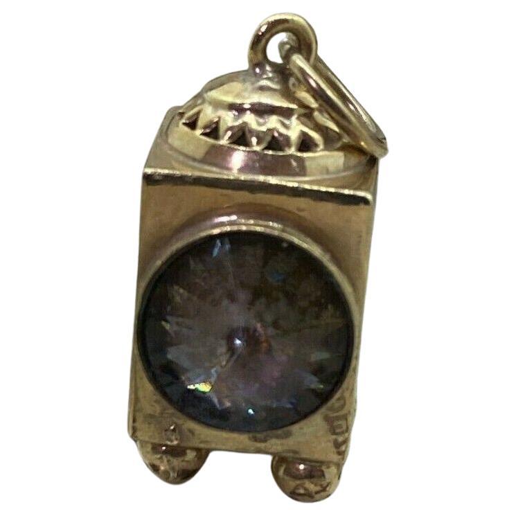 9K 375 Yellow Gold & Smoky Quartz Vintage Lantern English Charm