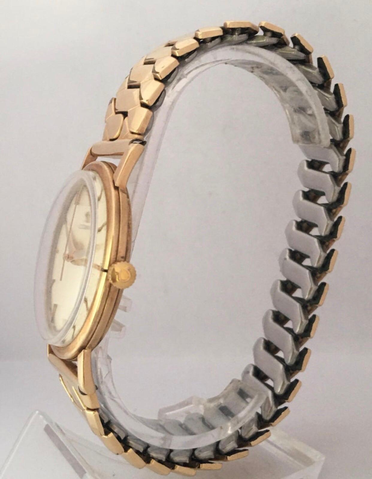 9 Karat Gold and Rolled Gold Bracelet 1960s Omega Mechanical Watch For Sale 9