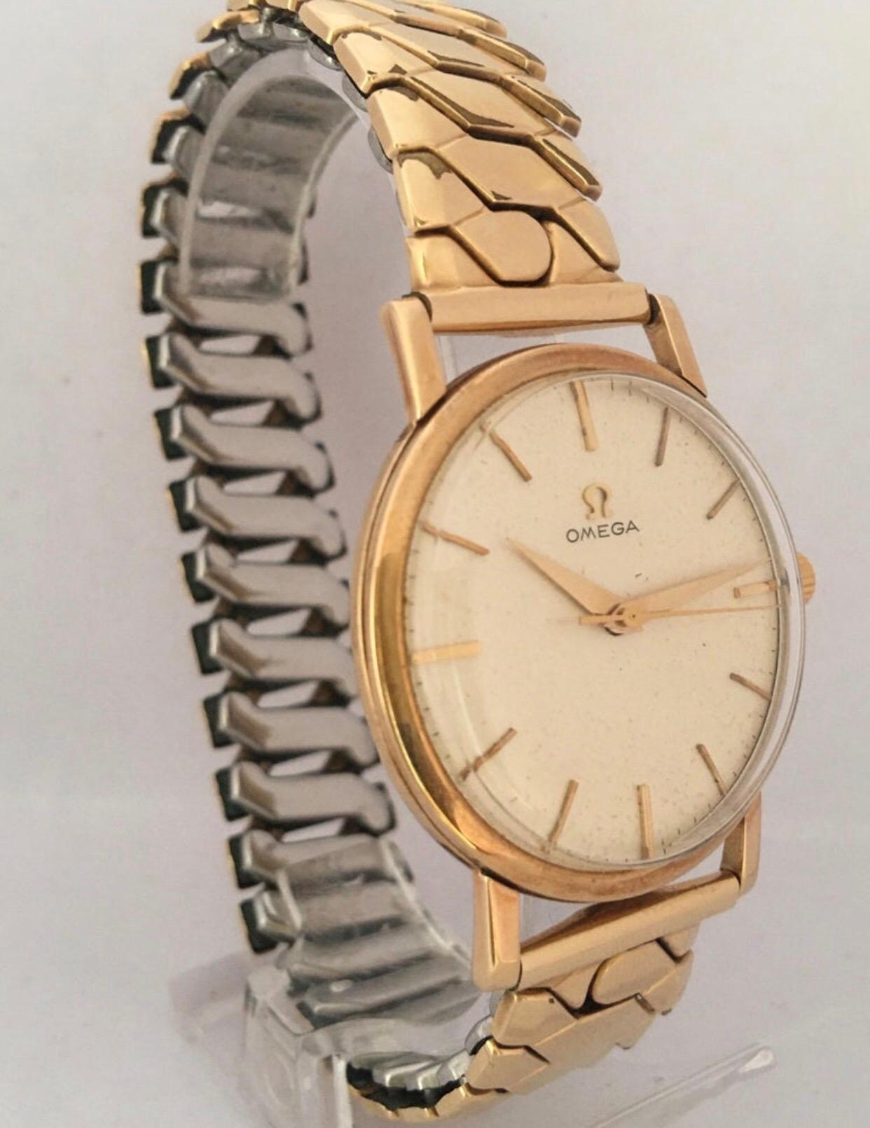 9 Karat Gold and Rolled Gold Bracelet 1960s Omega Mechanical Watch For Sale 10