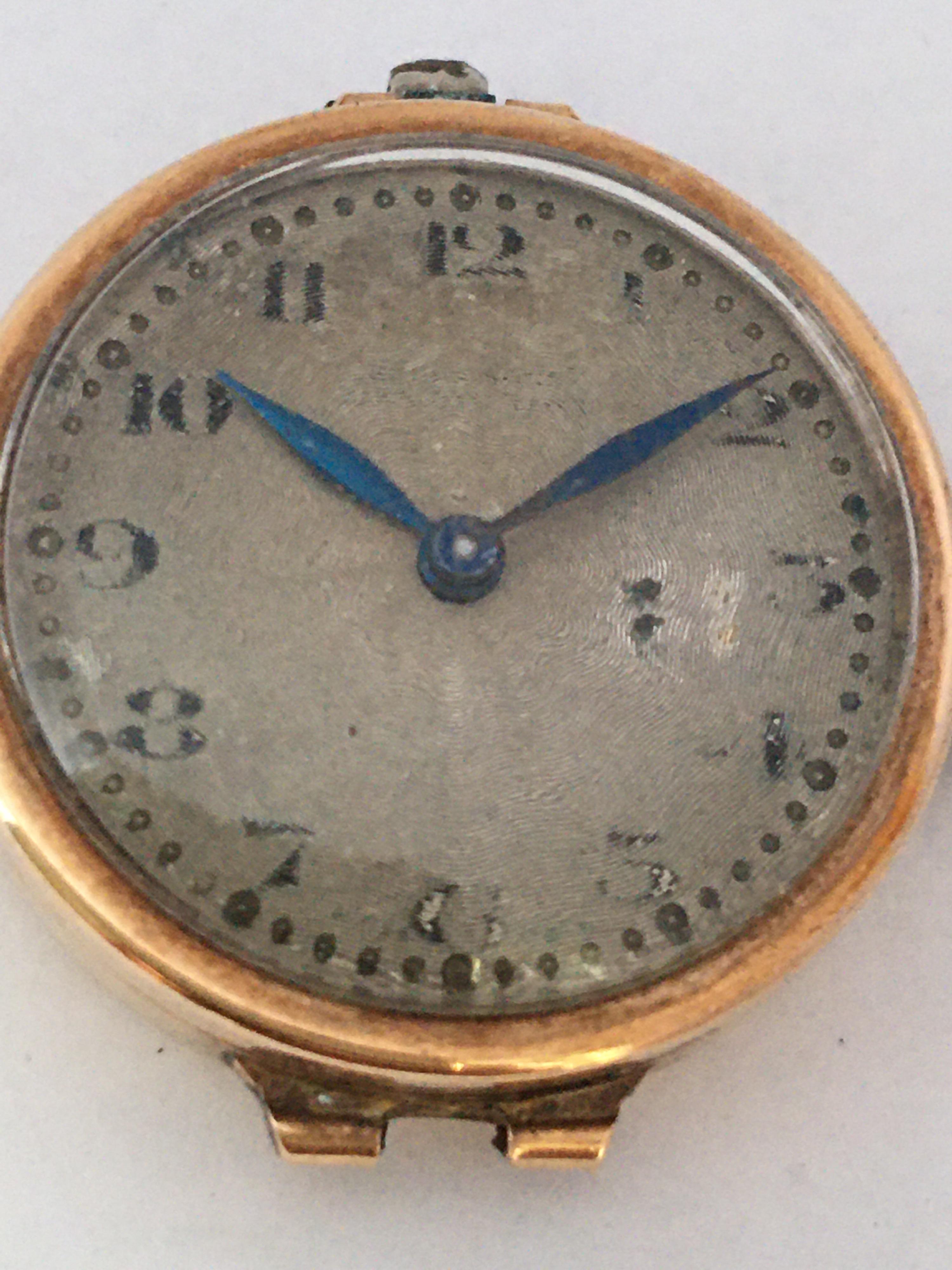 9 Karat Gold Antique Buren Mechanical Ladies Trench Watch / Pendant Watch For Sale 2