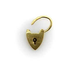 Tiny Antique Edwardian 9K Gold Heart Padlock Charm, Circa 1900