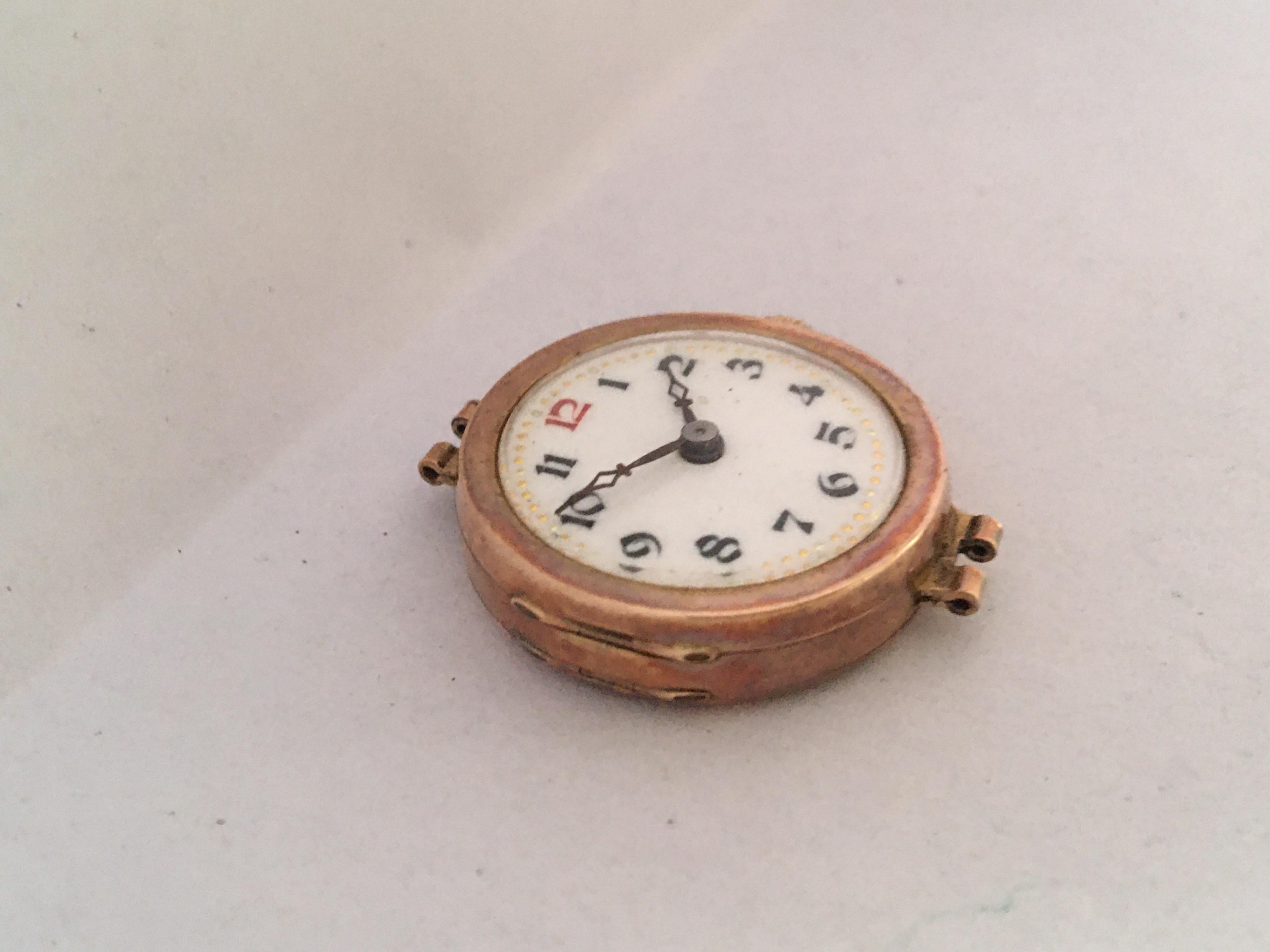 9 Karat Gold Ladies Antique Swiss Mechanical Watch 'No Strap' For Sale 5
