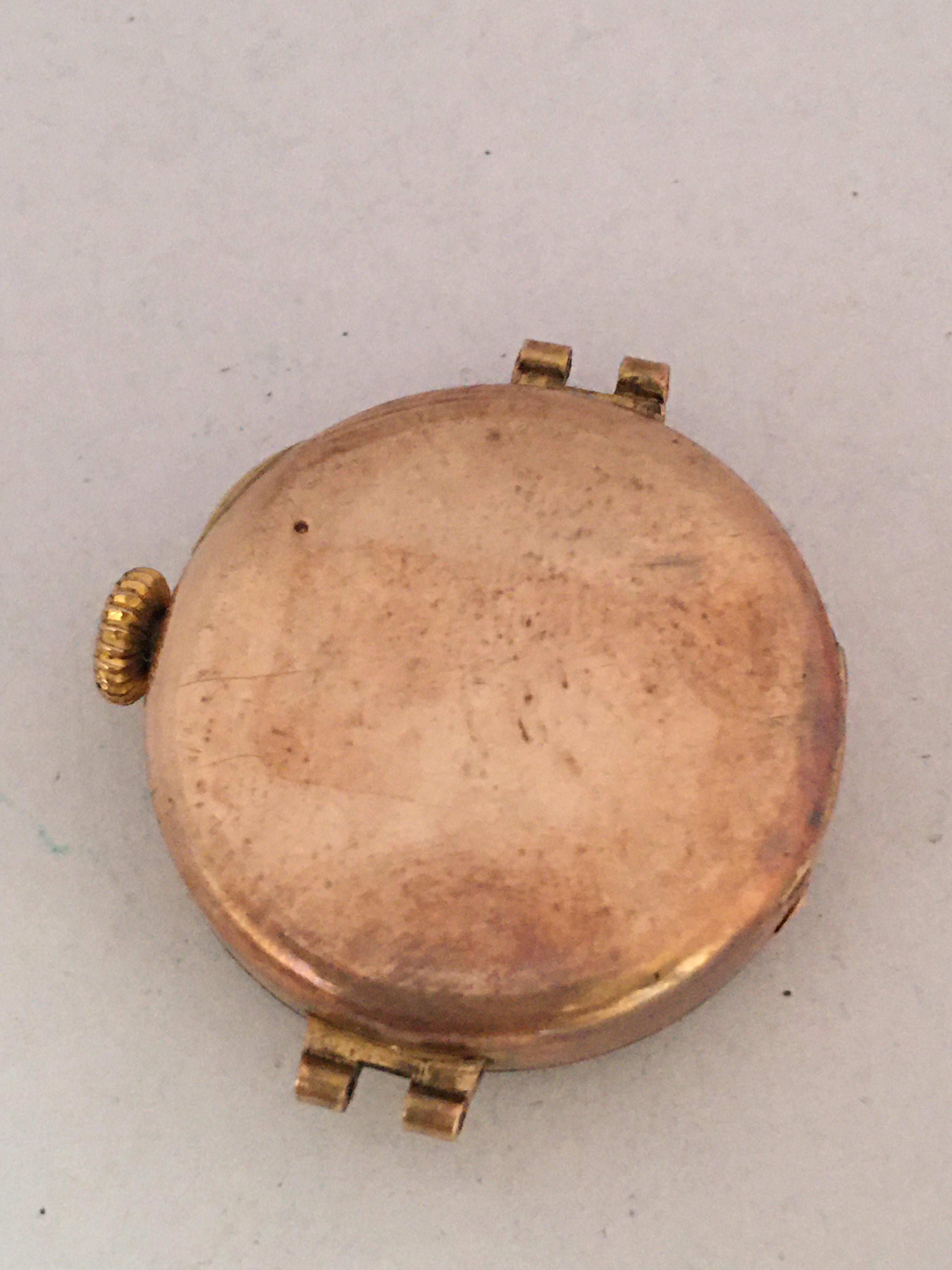 9 Karat Gold Ladies Antique Swiss Mechanical Watch 'No Strap' For Sale 6