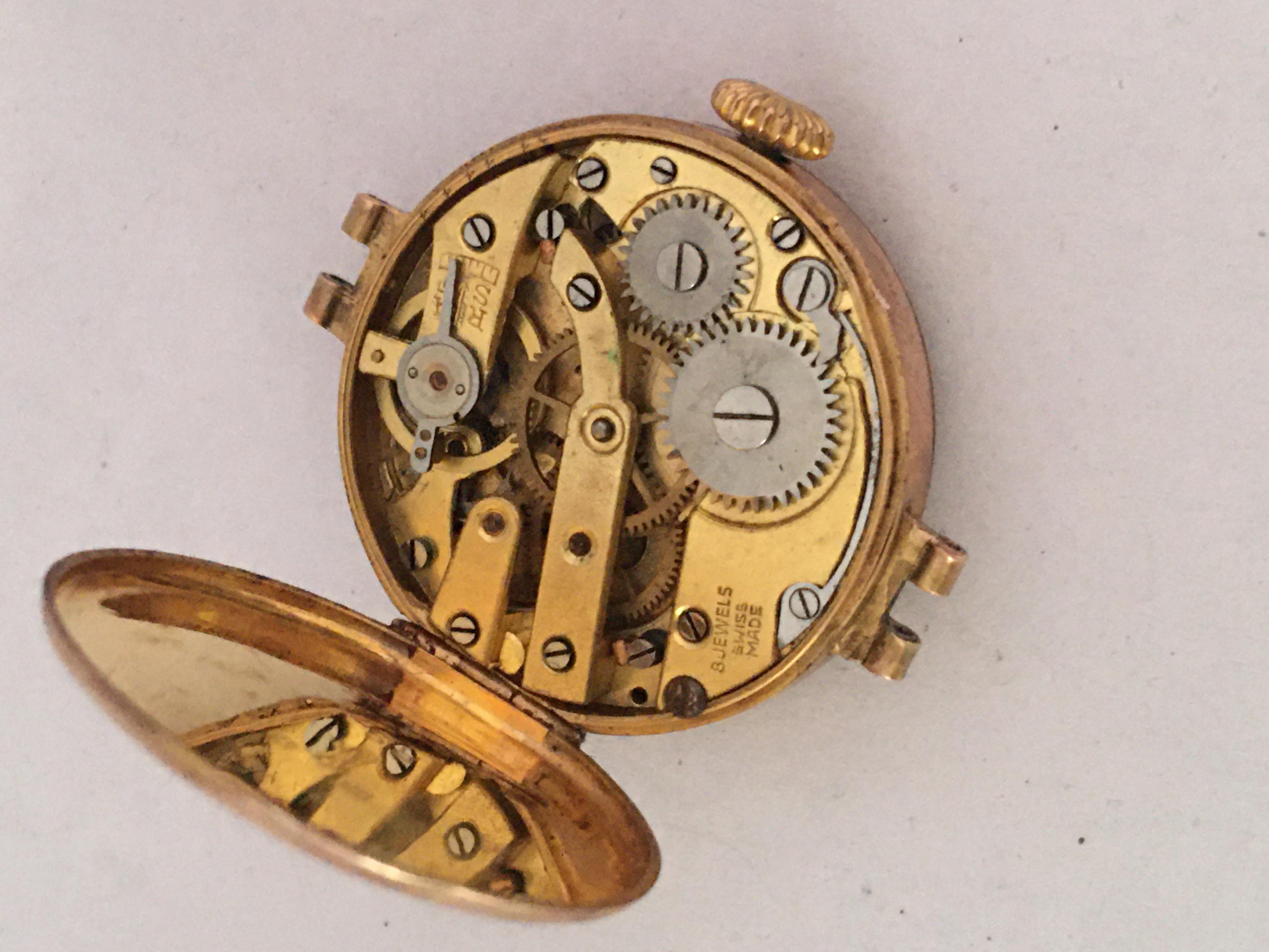 9 Karat Gold Ladies Antique Swiss Mechanical Watch 'No Strap' For Sale 2