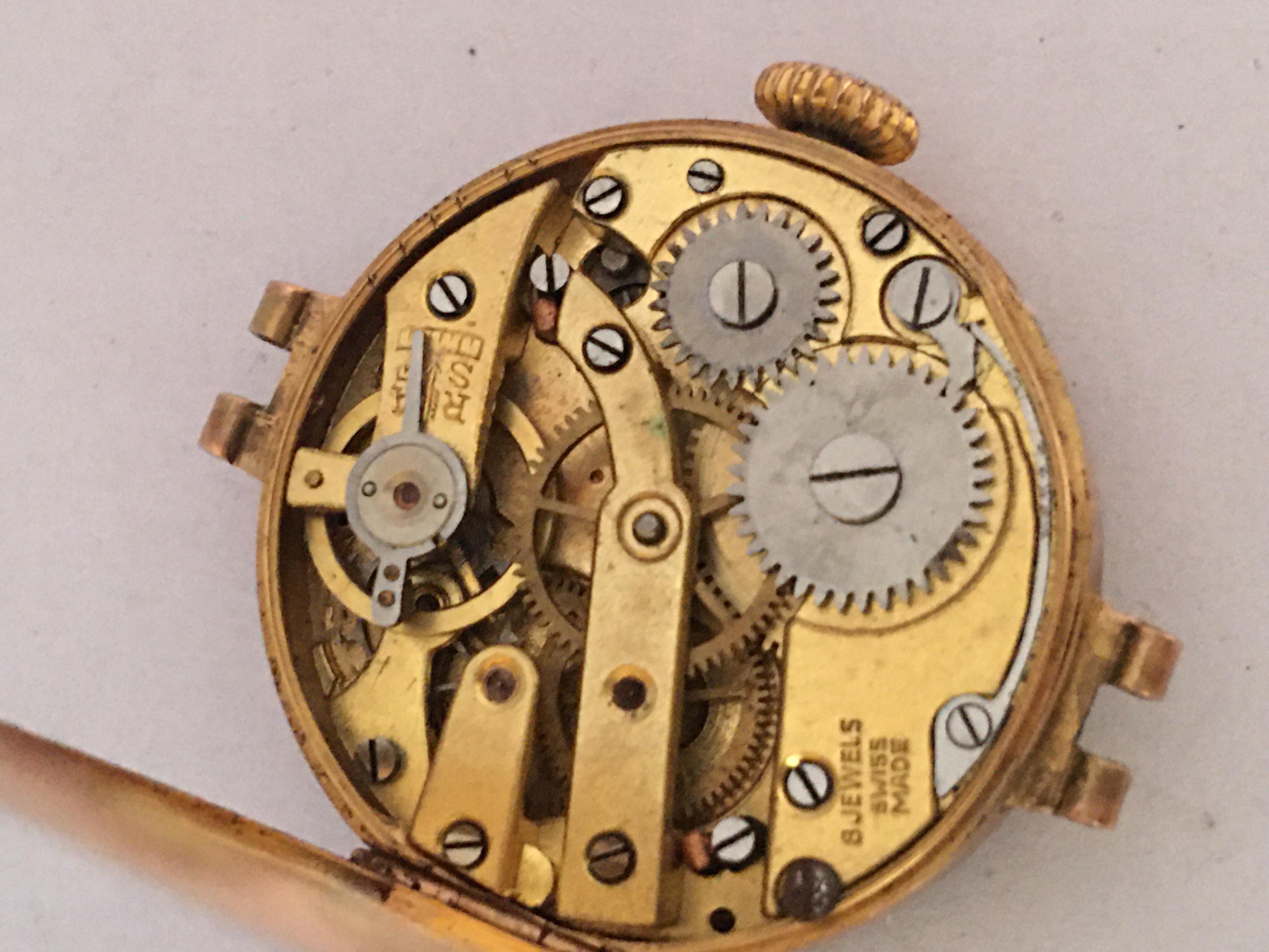 9 Karat Gold Ladies Antique Swiss Mechanical Watch 'No Strap' For Sale 3