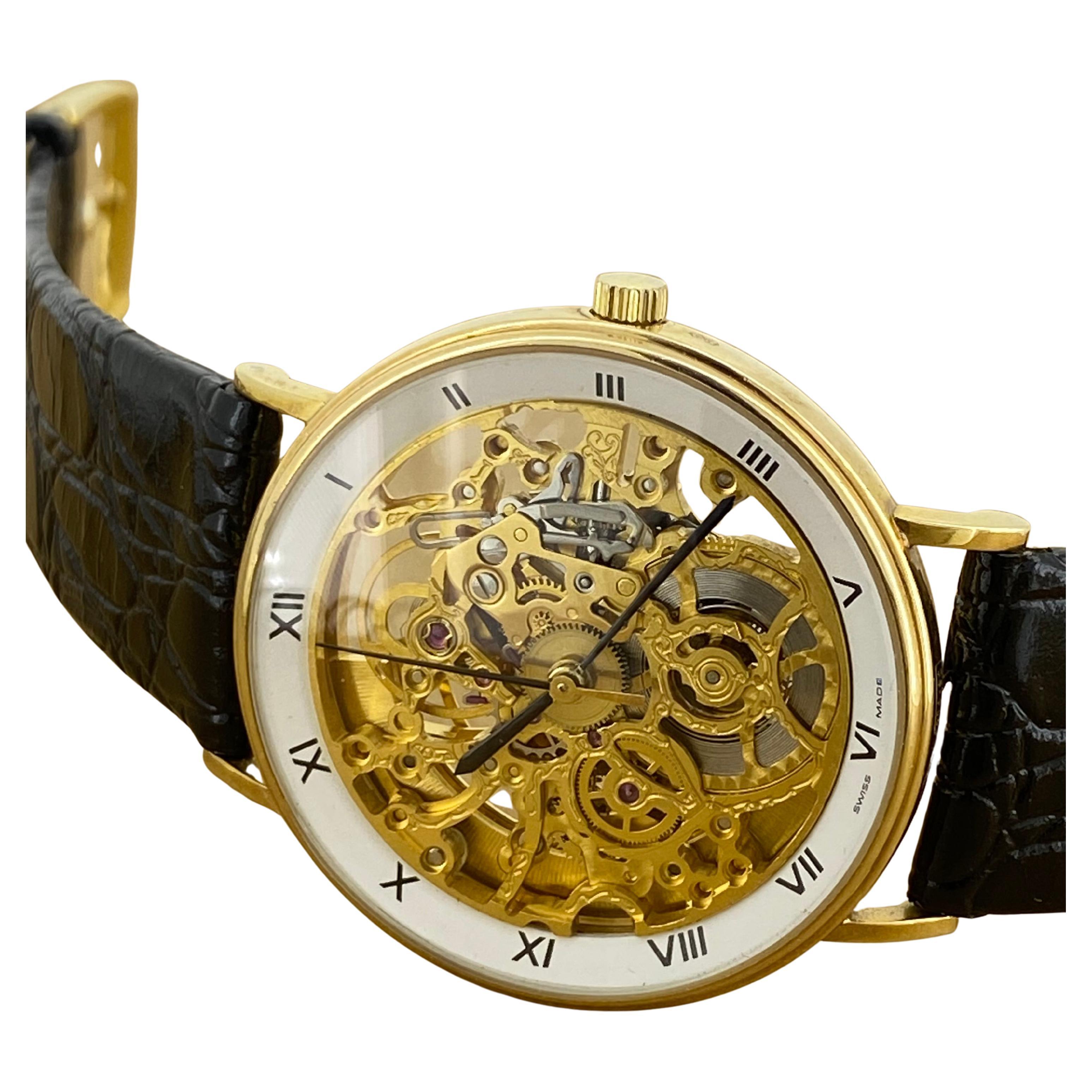 9K Gold Skeleton Swiss Automatic 35mm Watch with International Convention Mark