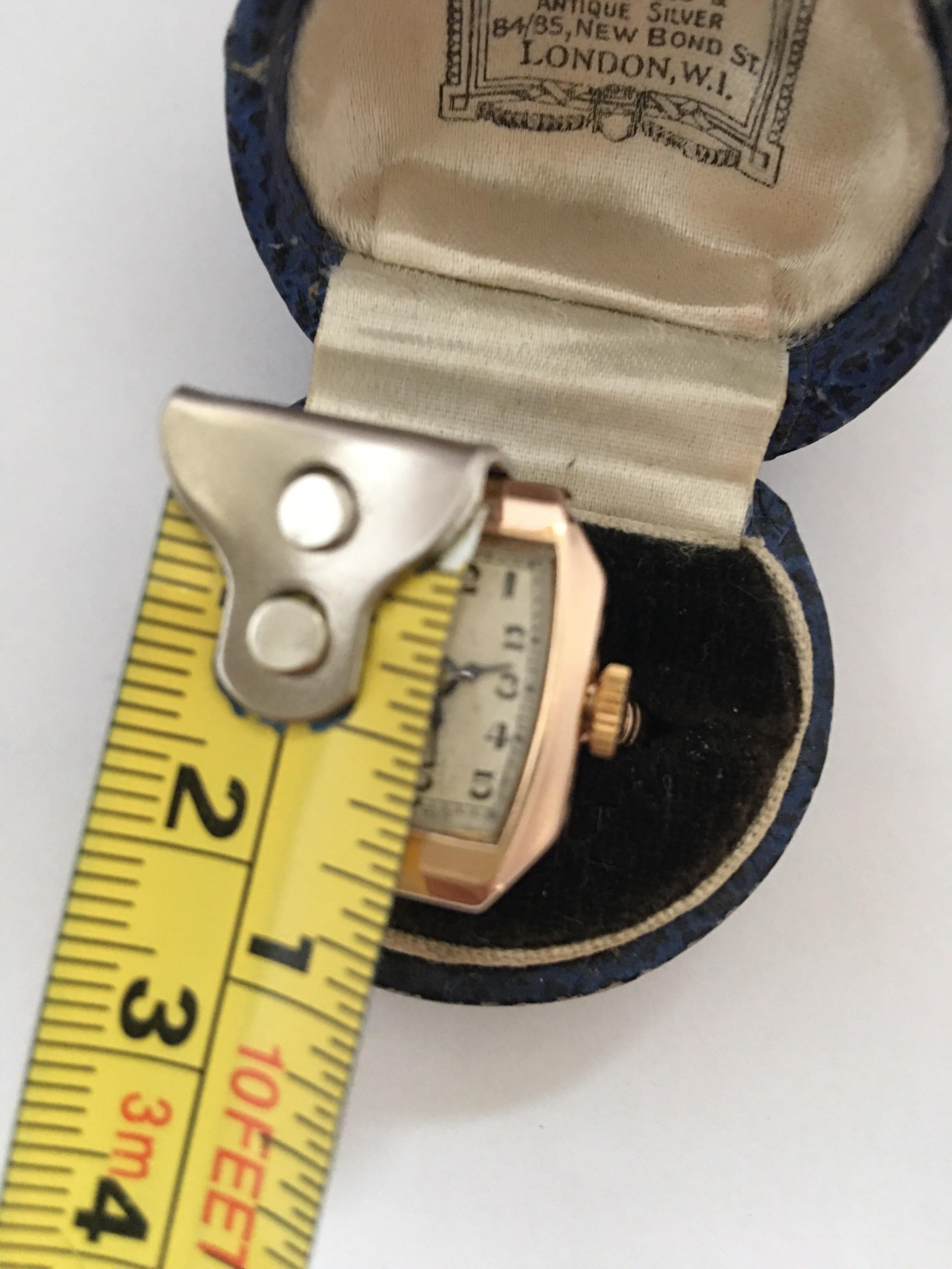 9 Karat Gold Vintage 1920s Mechanical Ring Watch 11