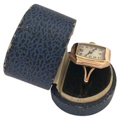 9 Karat Gold Vintage 1920s Mechanical Ring Watch