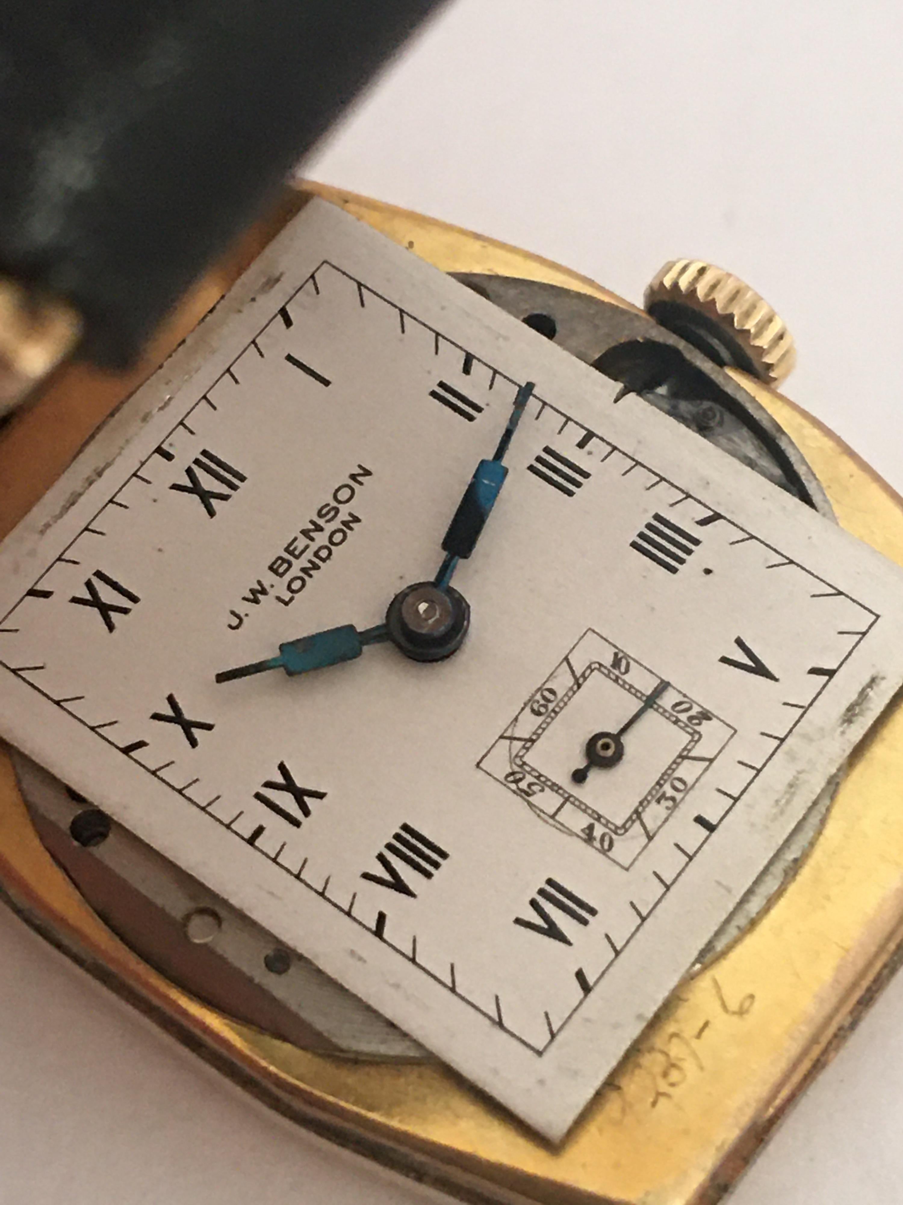 9 Karat Gold Vintage 1930s J. W. Benson London Mechanical Watch 7