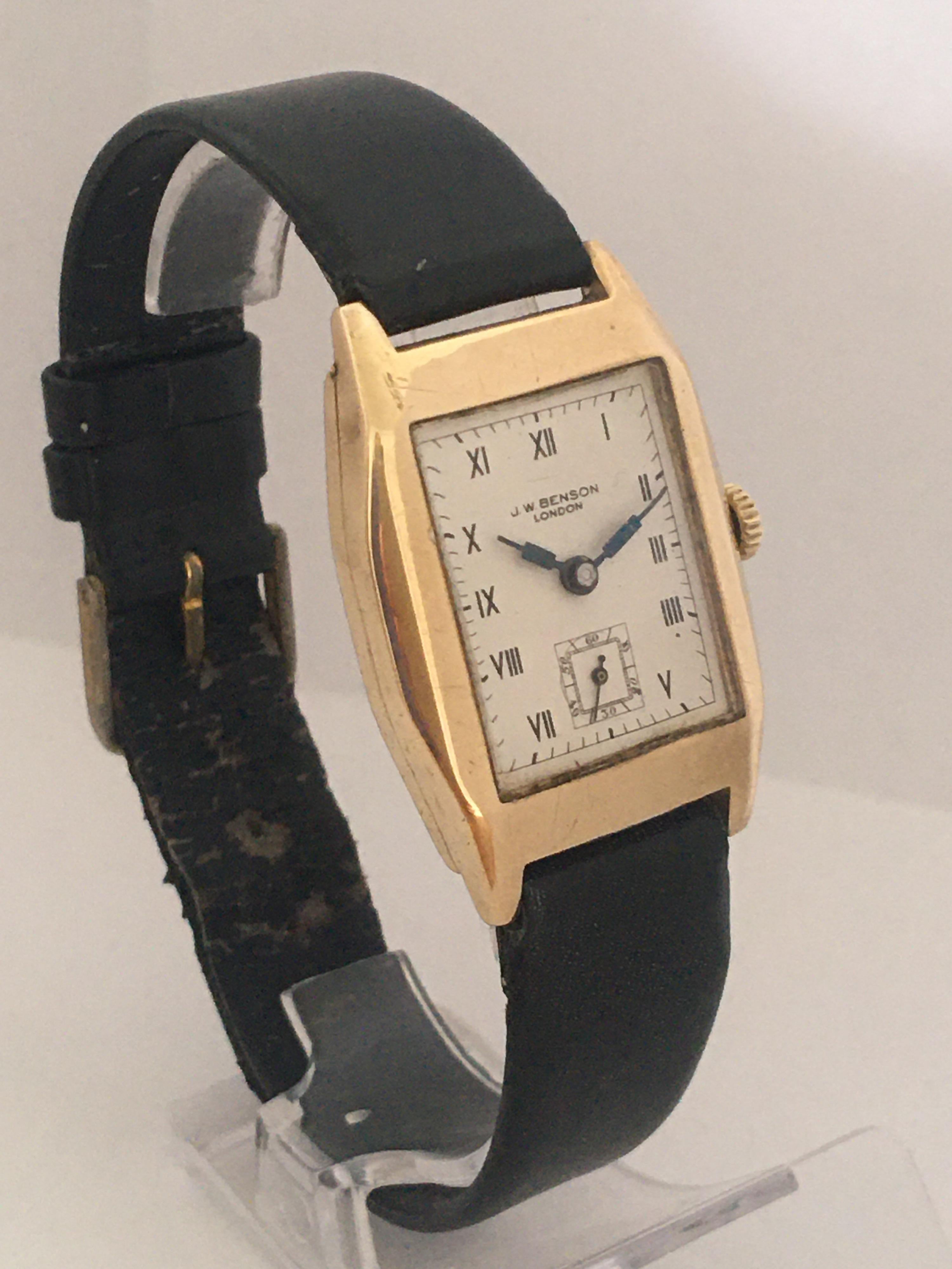 9 Karat Gold Vintage 1930s J. W. Benson London Mechanical Watch 10