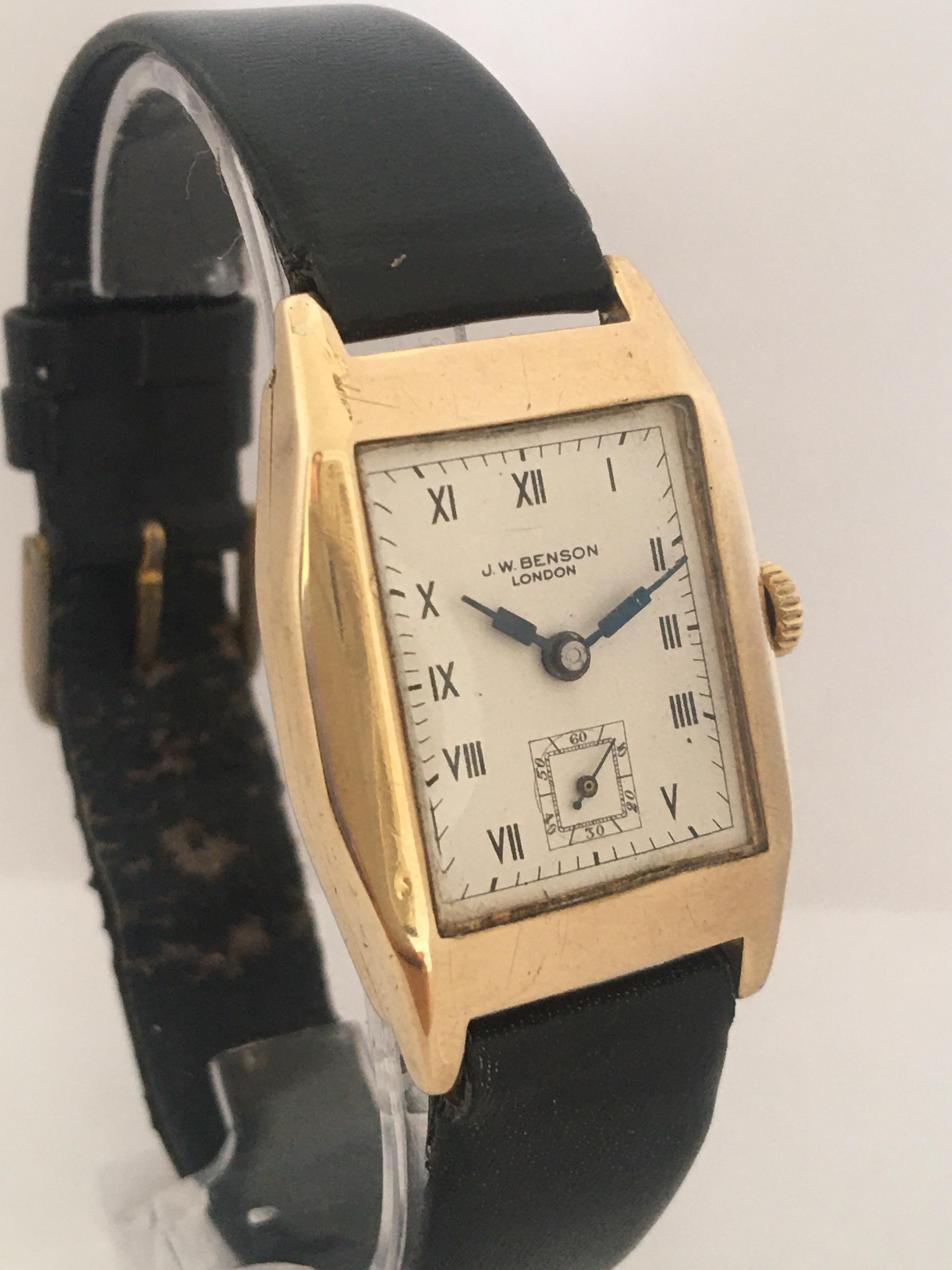 This beautiful Art Deco Period Gold Watch is in good working condition and it is ticking well. Visible metal tested marks on the back case as shown